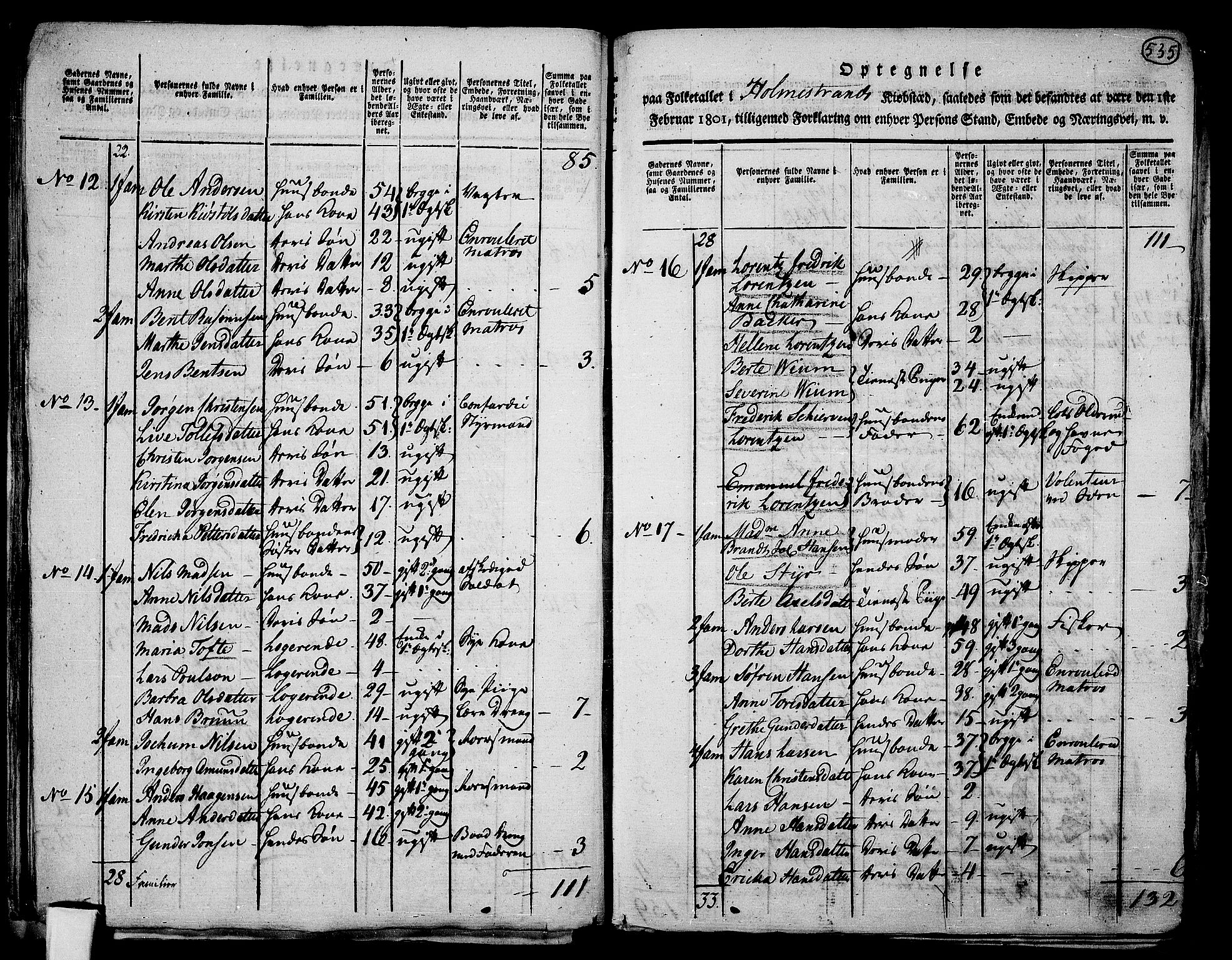 RA, 1801 census for 0715P Botne, 1801, p. 534b-535a