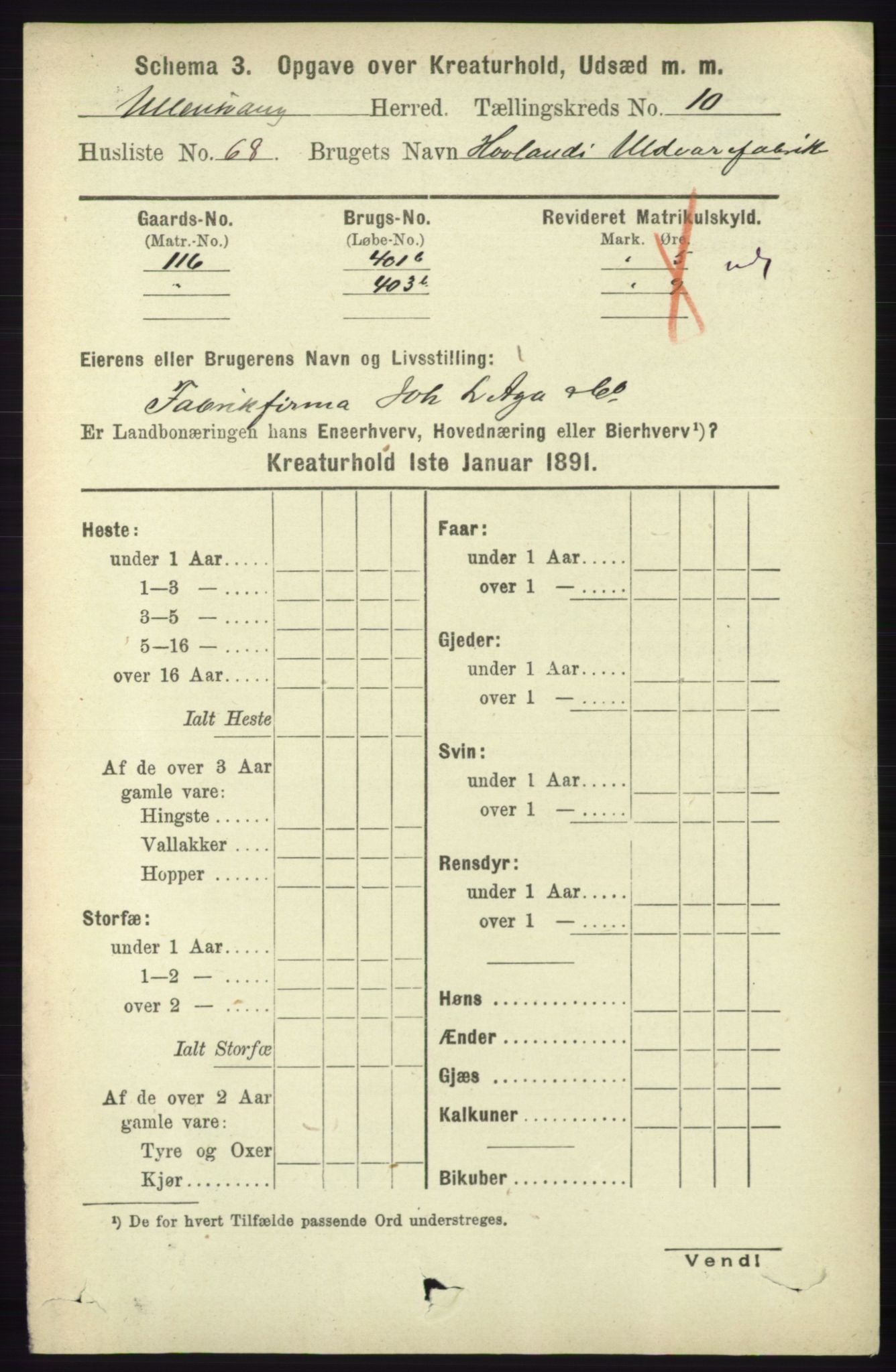 RA, 1891 census for 1230 Ullensvang, 1891, p. 7896