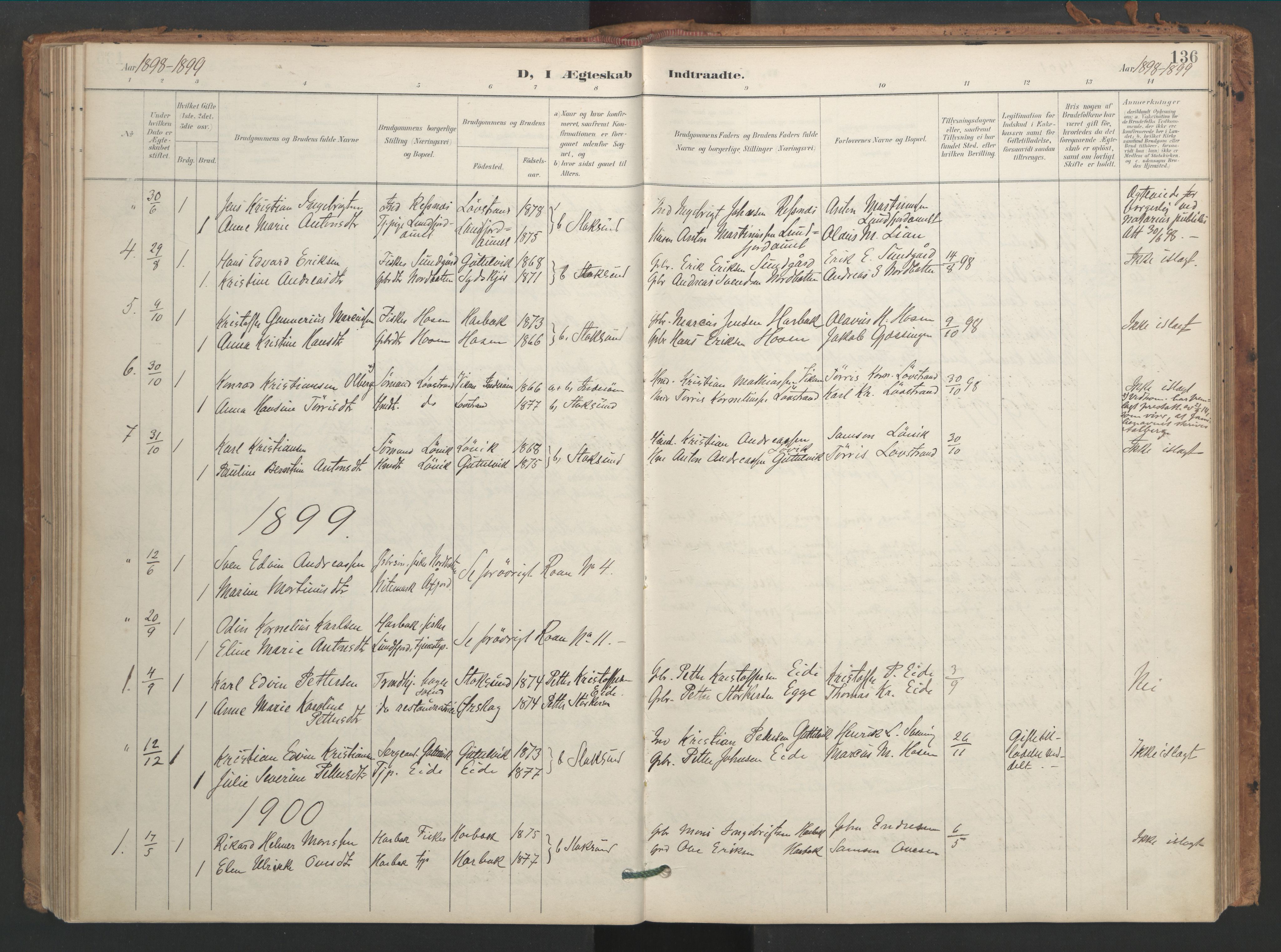 Ministerialprotokoller, klokkerbøker og fødselsregistre - Sør-Trøndelag, SAT/A-1456/656/L0693: Parish register (official) no. 656A02, 1894-1913, p. 136
