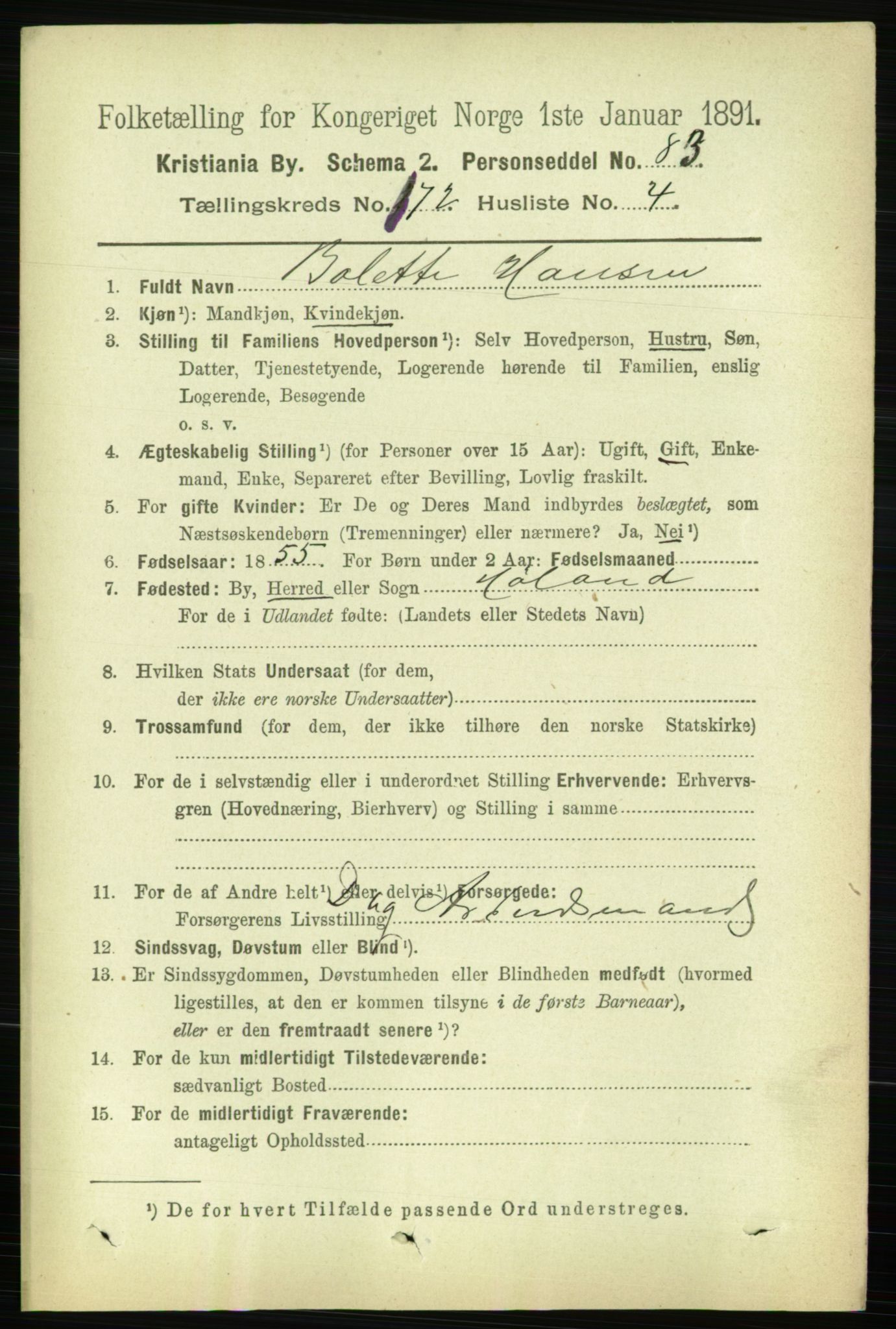 RA, 1891 census for 0301 Kristiania, 1891, p. 101937