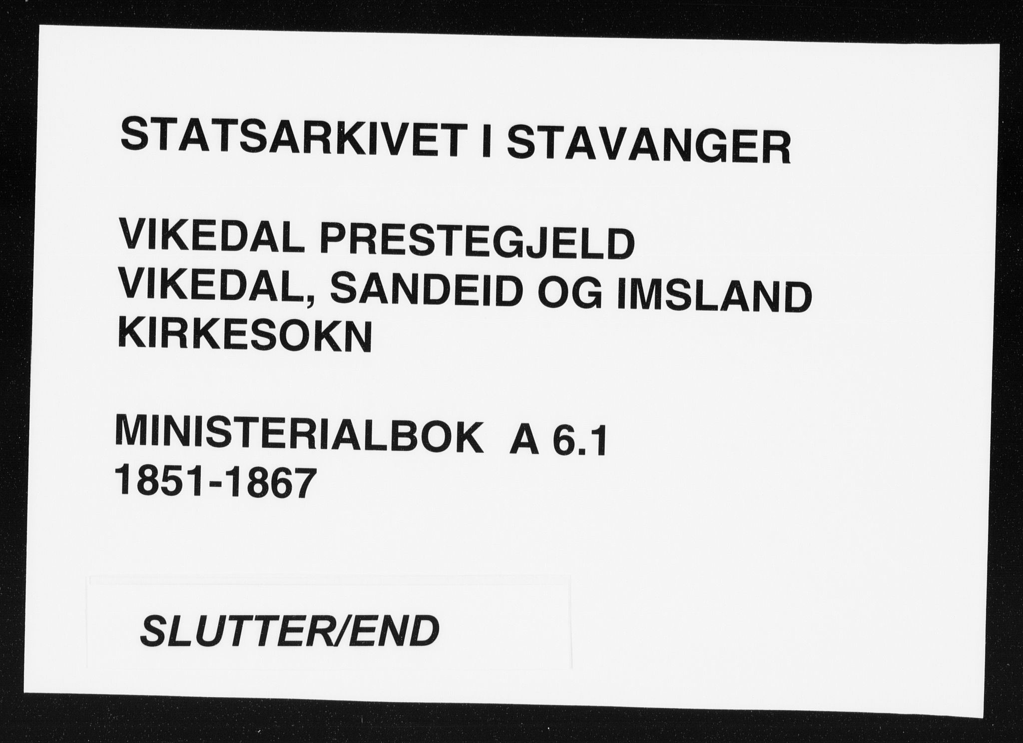 Vikedal sokneprestkontor, AV/SAST-A-101840/01/IV: Parish register (official) no. A 6.1, 1851-1867