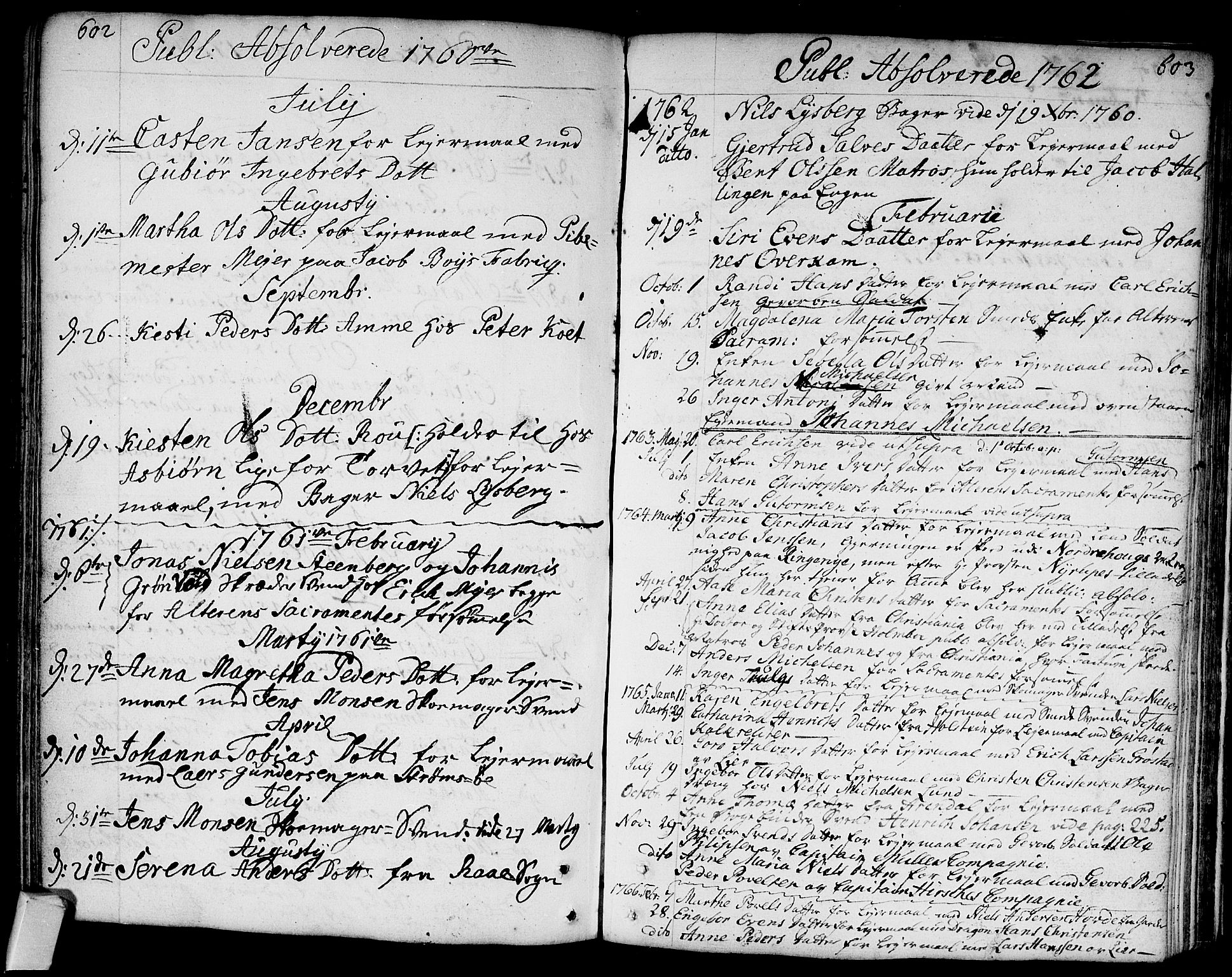 Bragernes kirkebøker, SAKO/A-6/F/Fa/L0005: Parish register (official) no. I 5, 1759-1781, p. 602-603