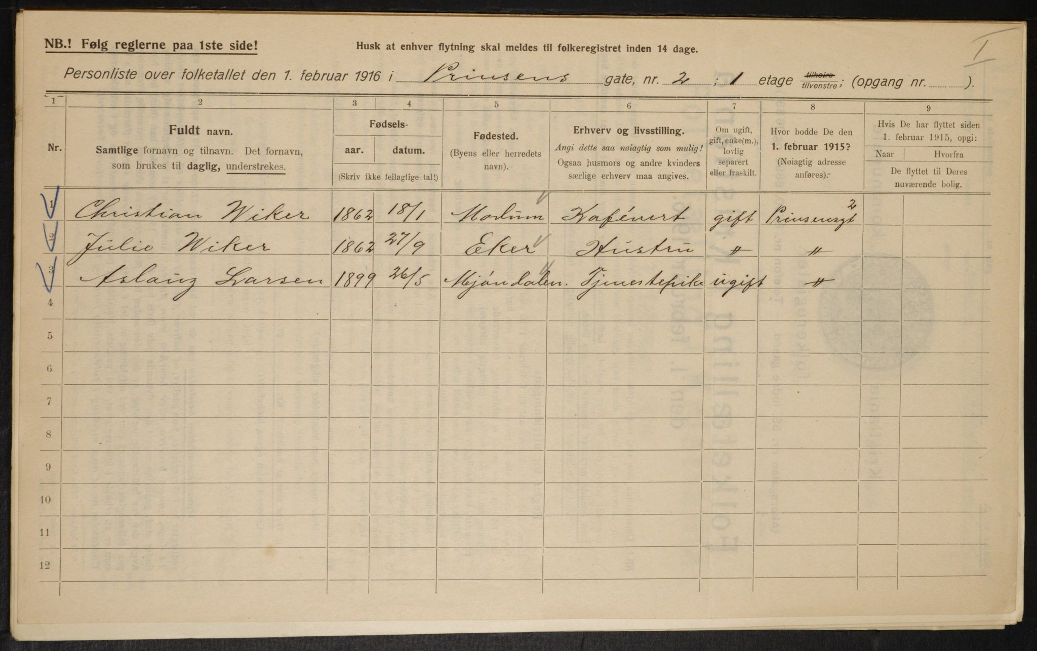 OBA, Municipal Census 1916 for Kristiania, 1916, p. 83490