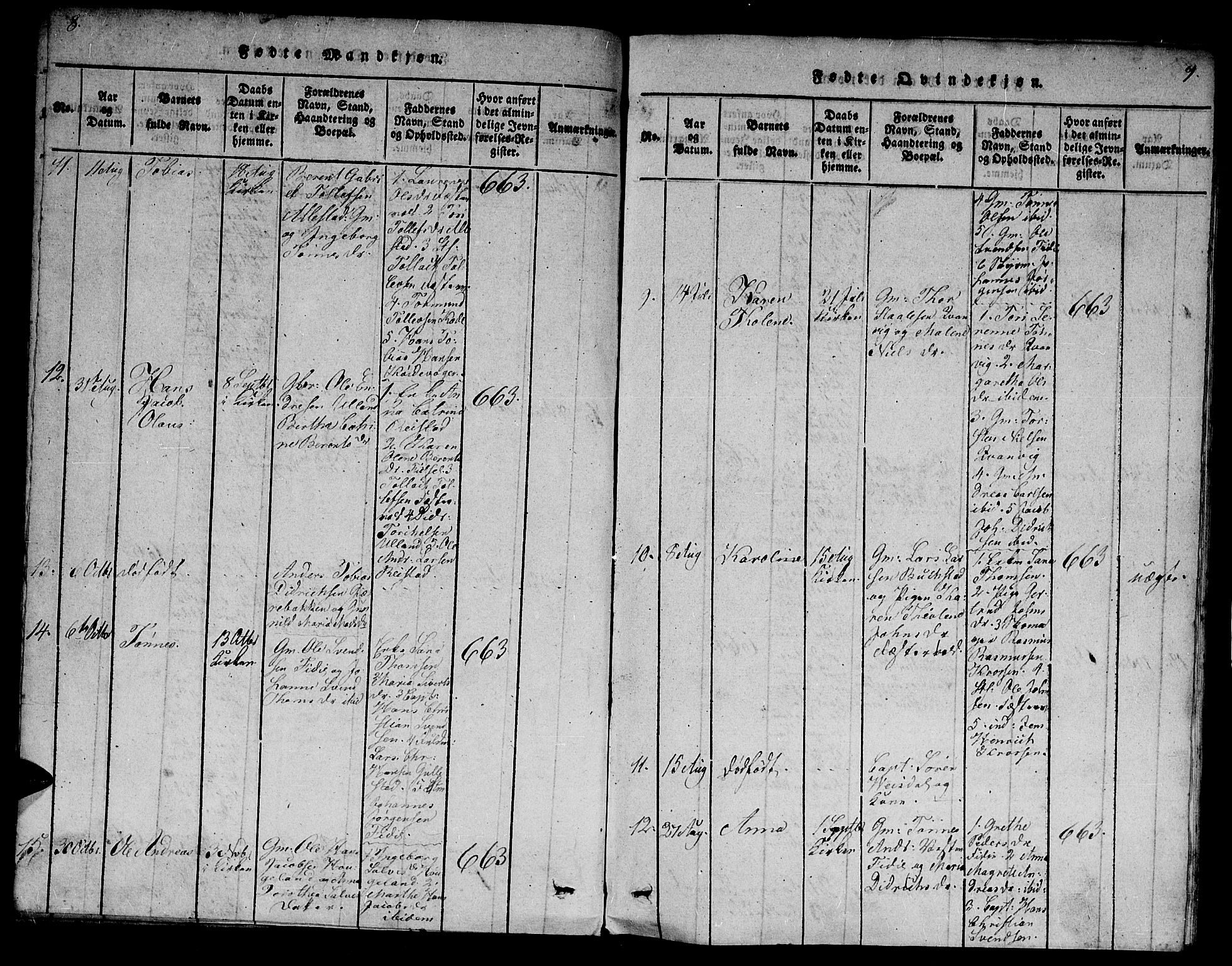 Flekkefjord sokneprestkontor, SAK/1111-0012/F/Fa/Fab/L0003: Parish register (official) no. A 3, 1815-1830, p. 8-9