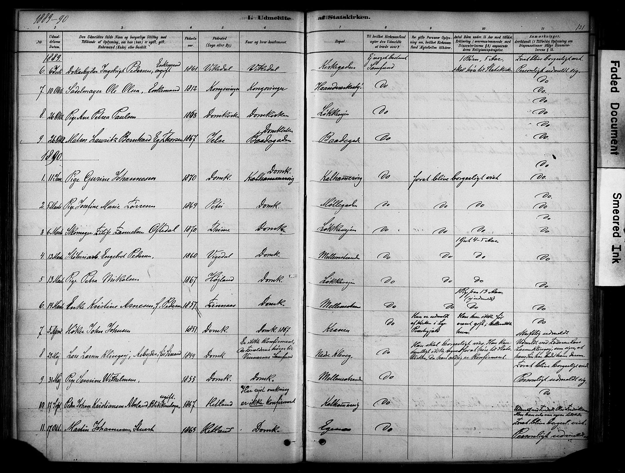 Domkirken sokneprestkontor, SAST/A-101812/001/30/30BA/L0025: Parish register (official) no. A 24, 1877-1927, p. 131
