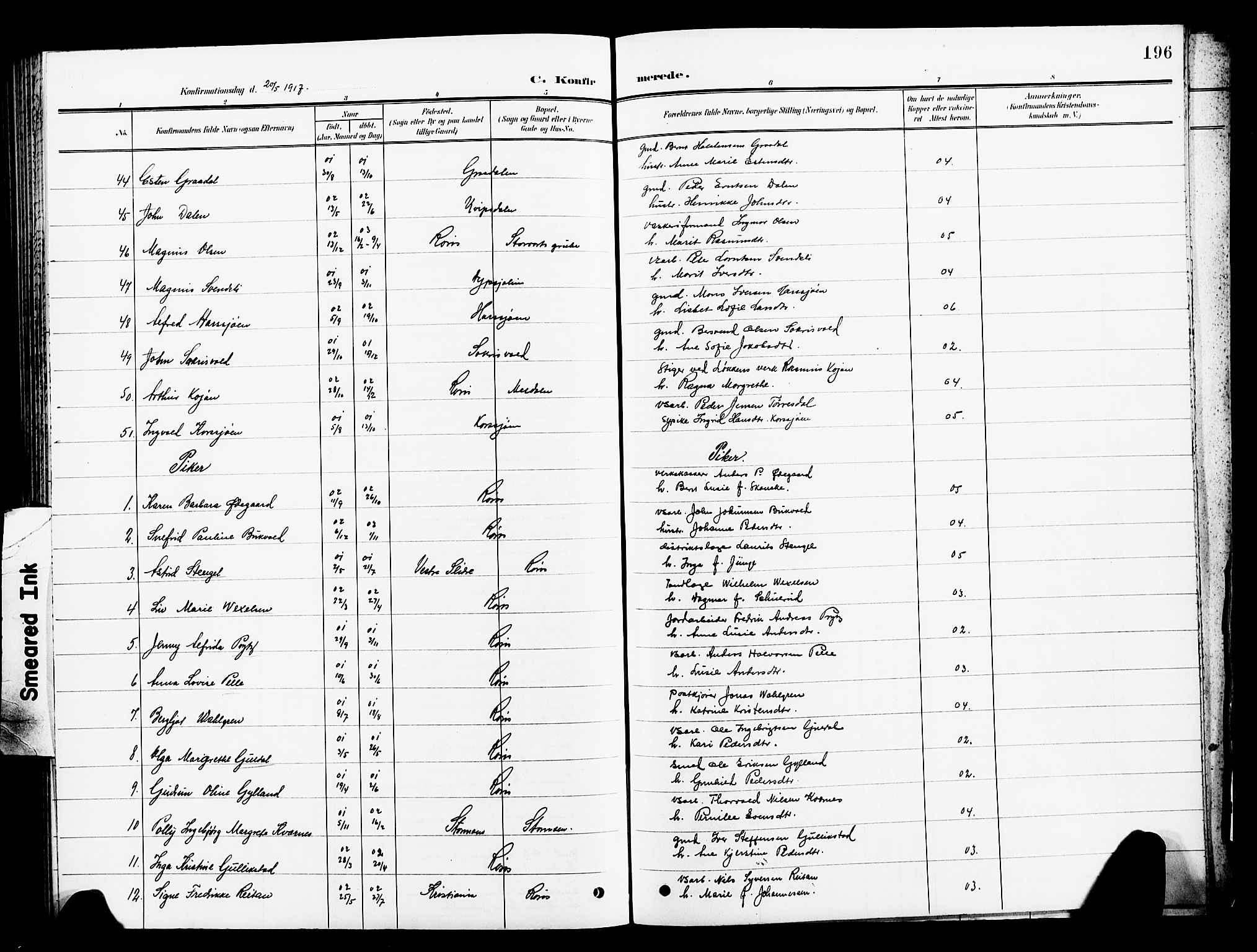 Ministerialprotokoller, klokkerbøker og fødselsregistre - Sør-Trøndelag, SAT/A-1456/681/L0942: Parish register (copy) no. 681C06, 1906-1925, p. 196