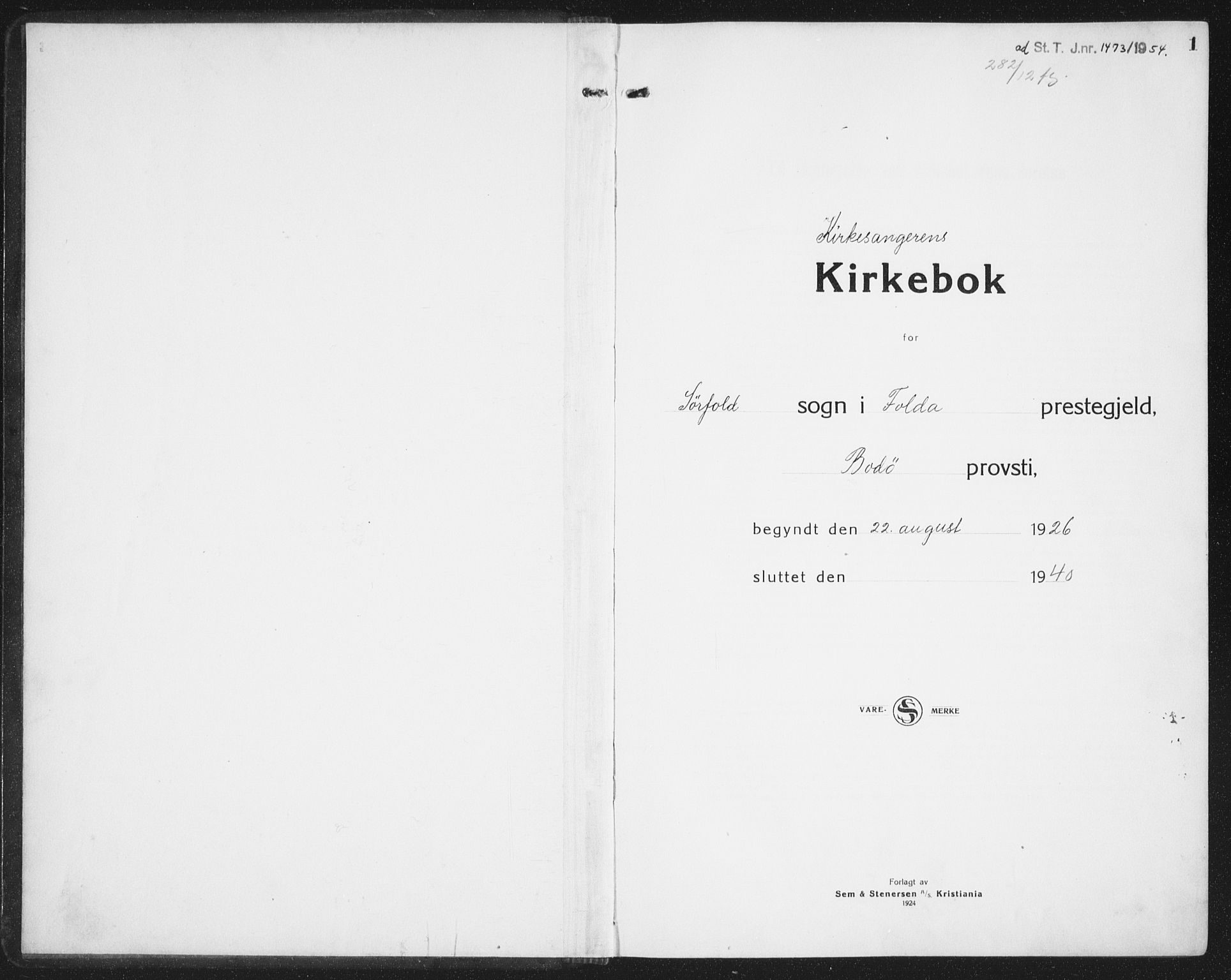 Ministerialprotokoller, klokkerbøker og fødselsregistre - Nordland, AV/SAT-A-1459/854/L0788: Parish register (copy) no. 854C04, 1926-1940, p. 1