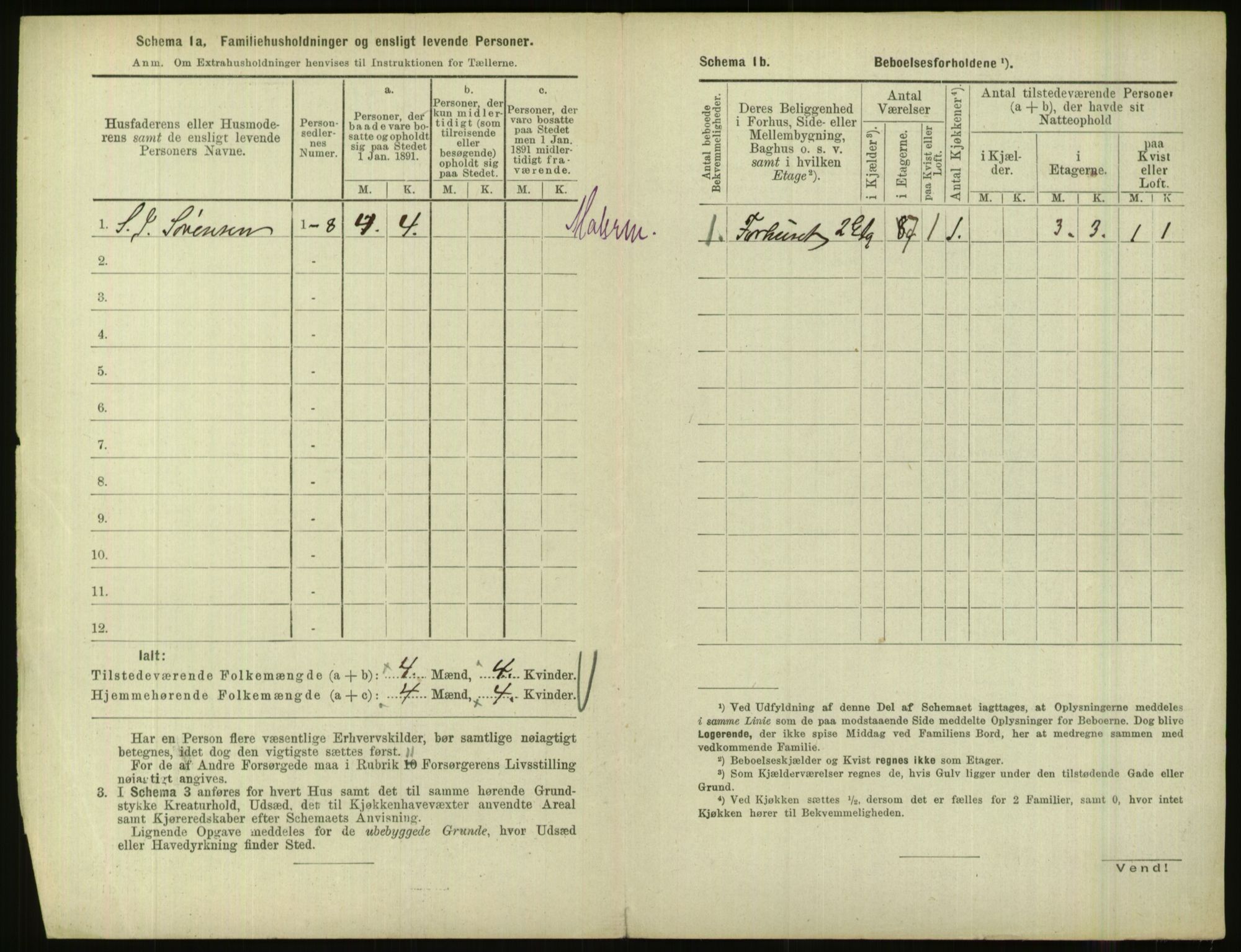 RA, 1891 census for 1001 Kristiansand, 1891, p. 1117