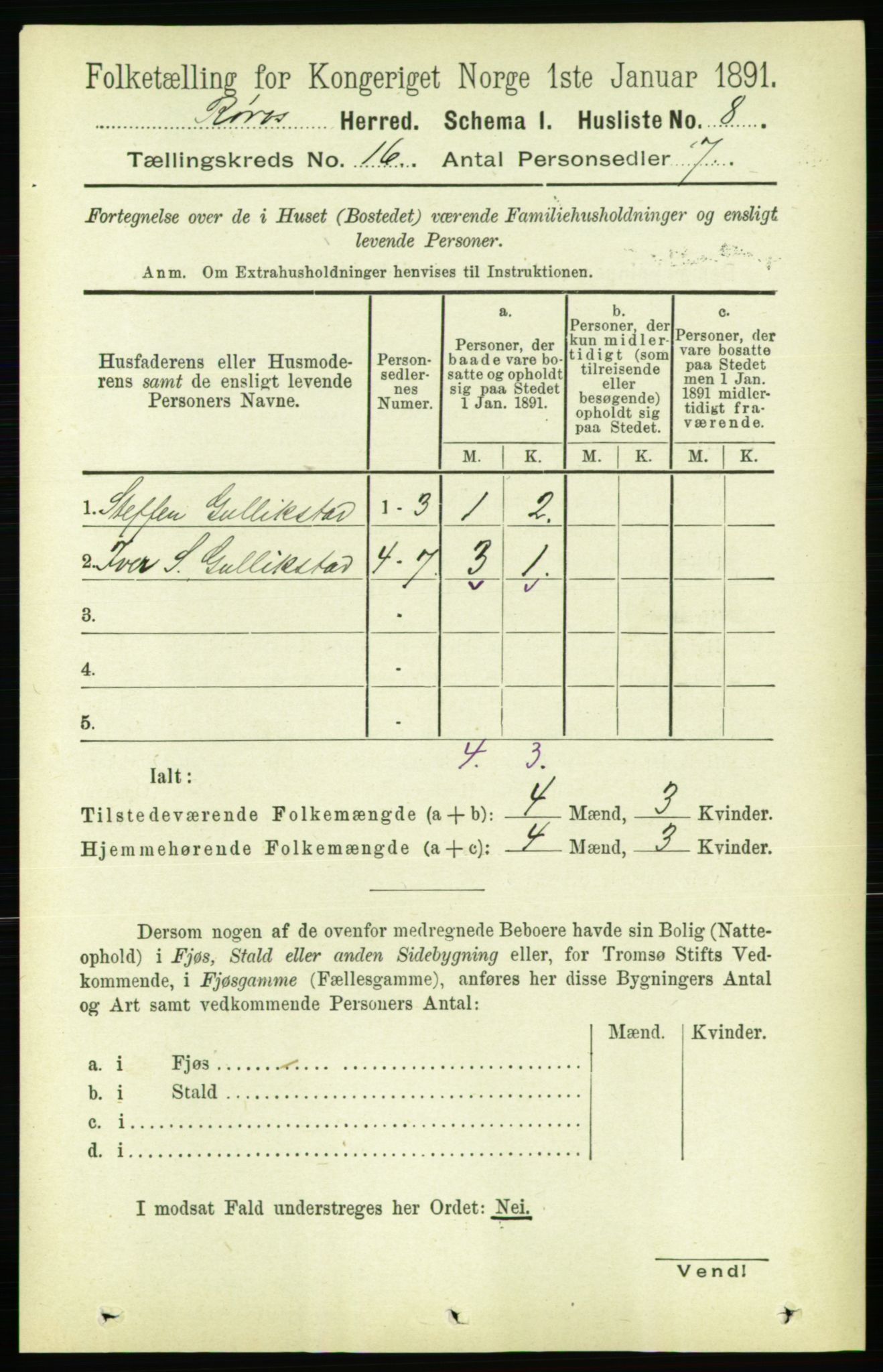 RA, 1891 census for 1640 Røros, 1891, p. 3688