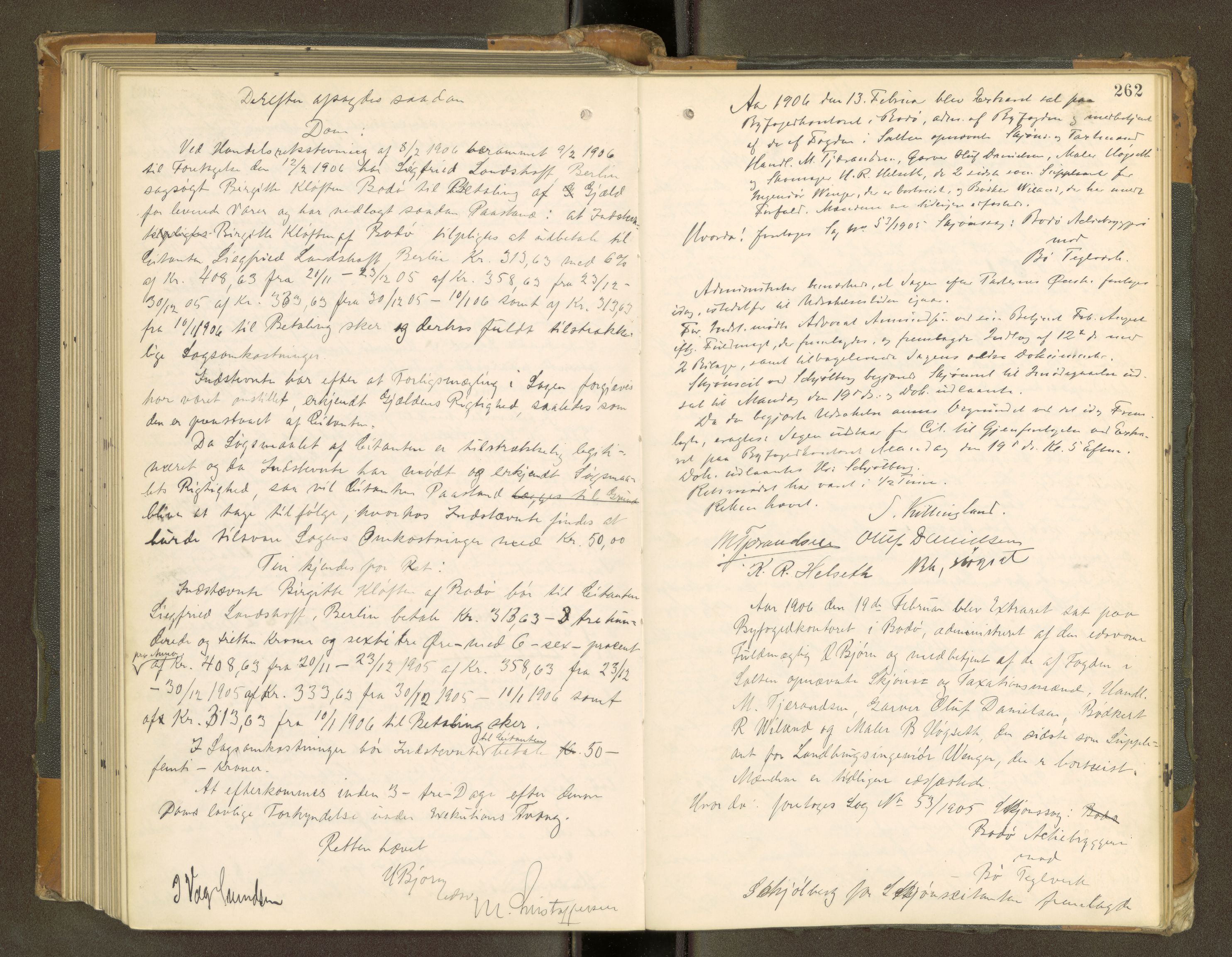 Bodø byfogd, AV/SAT-A-4588/1/1/1B/L0001: Ekstrarettsprotokoll, 1899-1908, p. 261b-262a