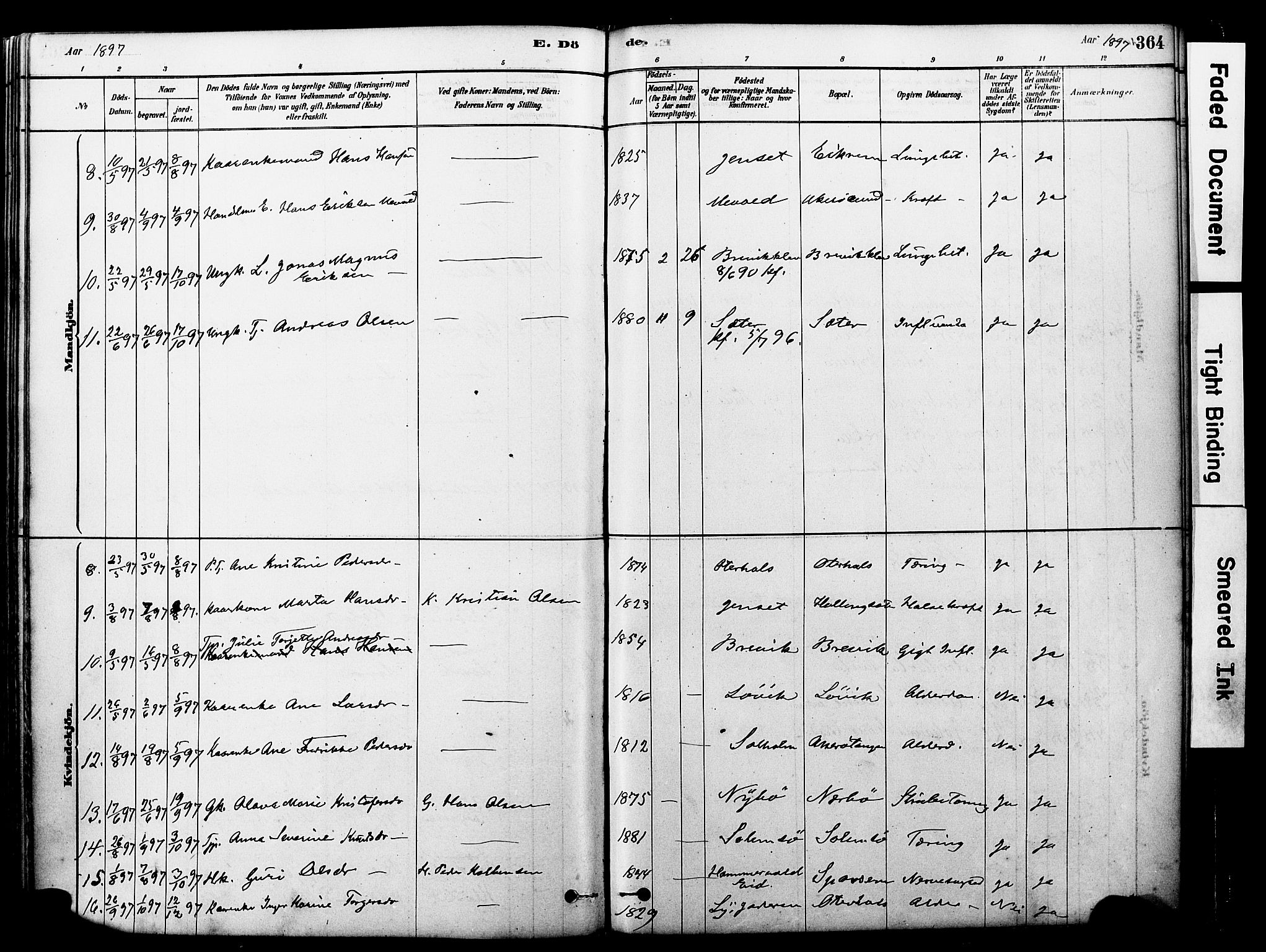 Ministerialprotokoller, klokkerbøker og fødselsregistre - Møre og Romsdal, SAT/A-1454/560/L0721: Parish register (official) no. 560A05, 1878-1917, p. 364
