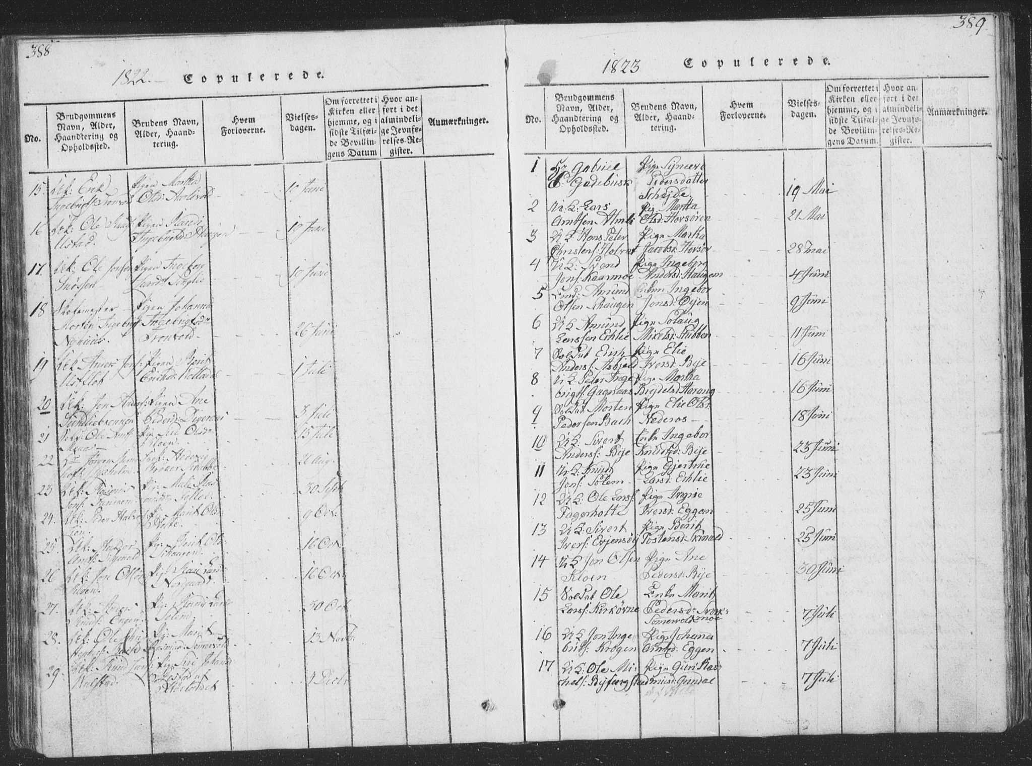 Ministerialprotokoller, klokkerbøker og fødselsregistre - Sør-Trøndelag, SAT/A-1456/668/L0816: Parish register (copy) no. 668C05, 1816-1893, p. 388-389