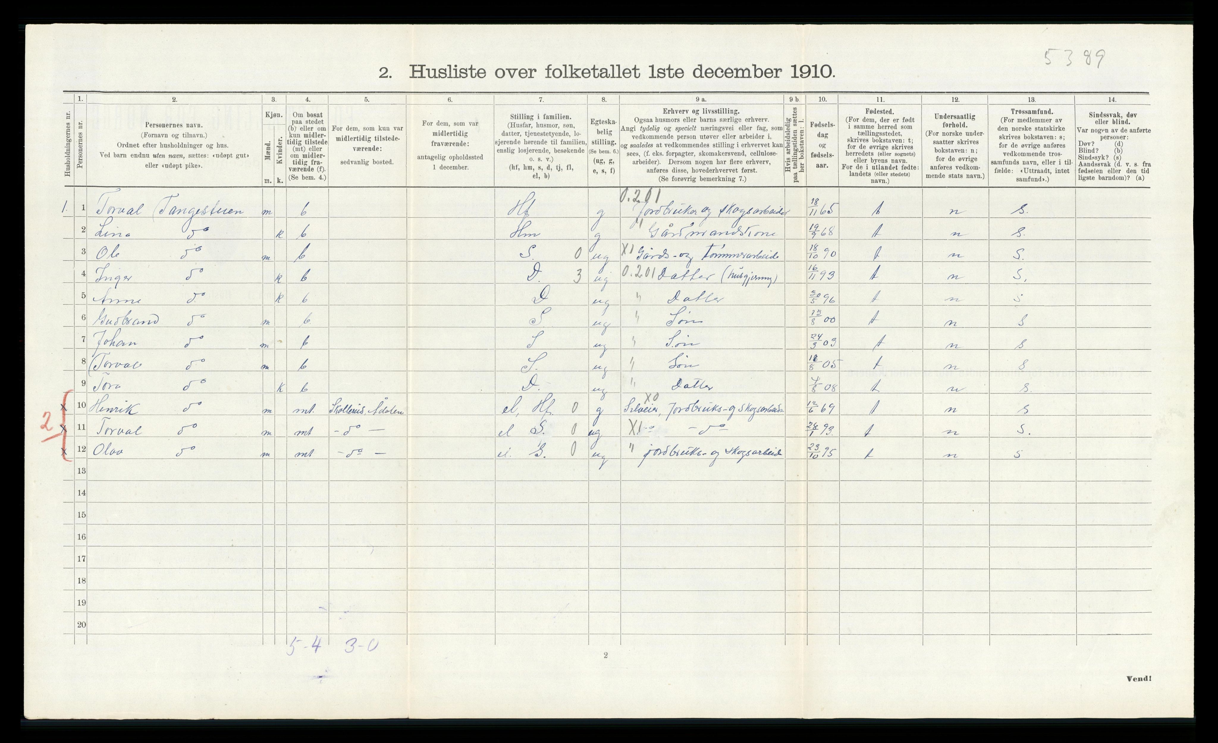 RA, 1910 census for Ådal, 1910, p. 518