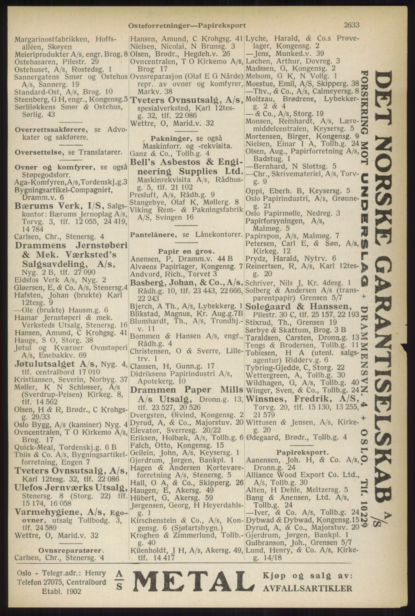 Kristiania/Oslo adressebok, PUBL/-, 1937, p. 2633