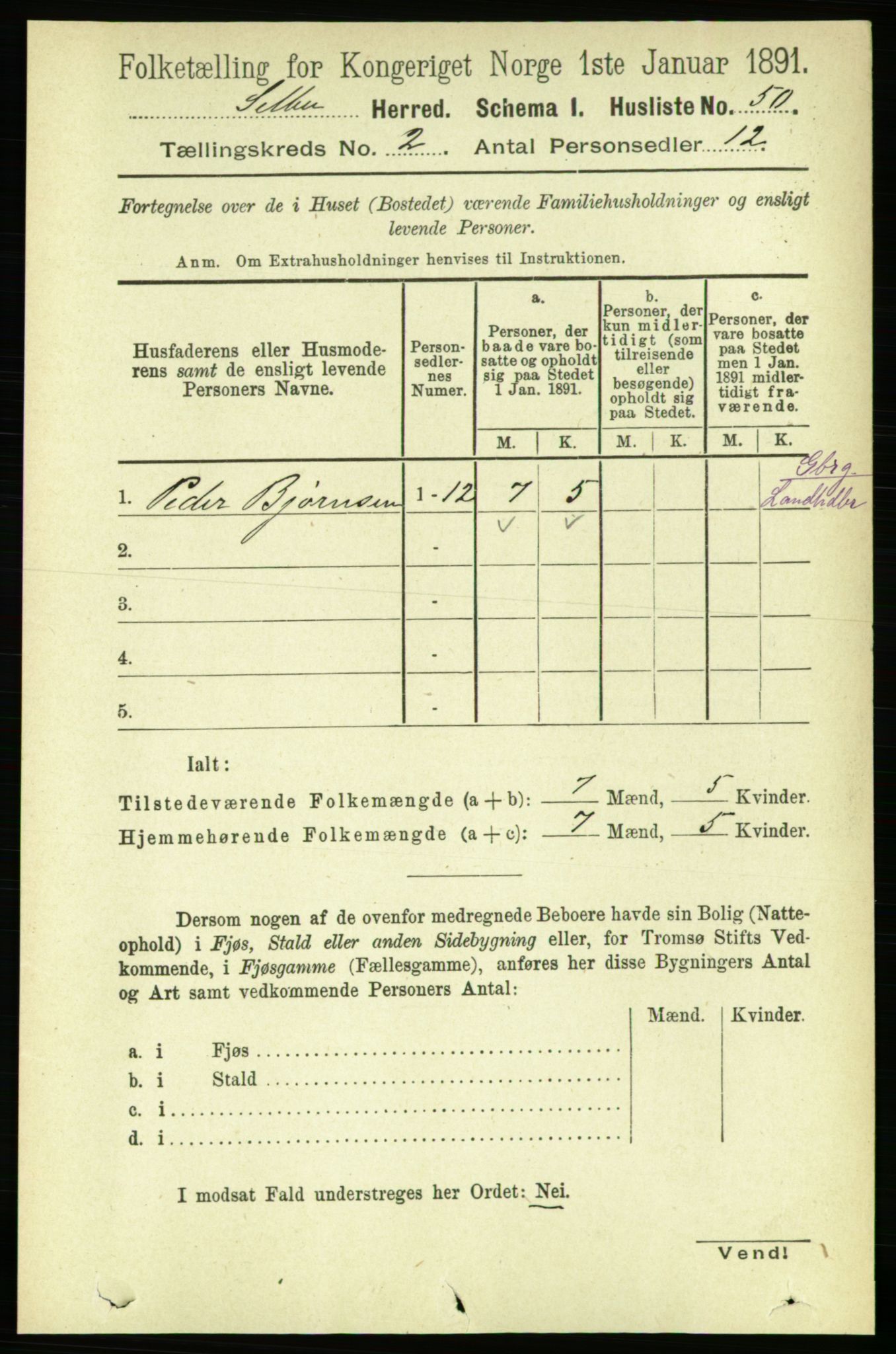 RA, 1891 census for 1664 Selbu, 1891, p. 261