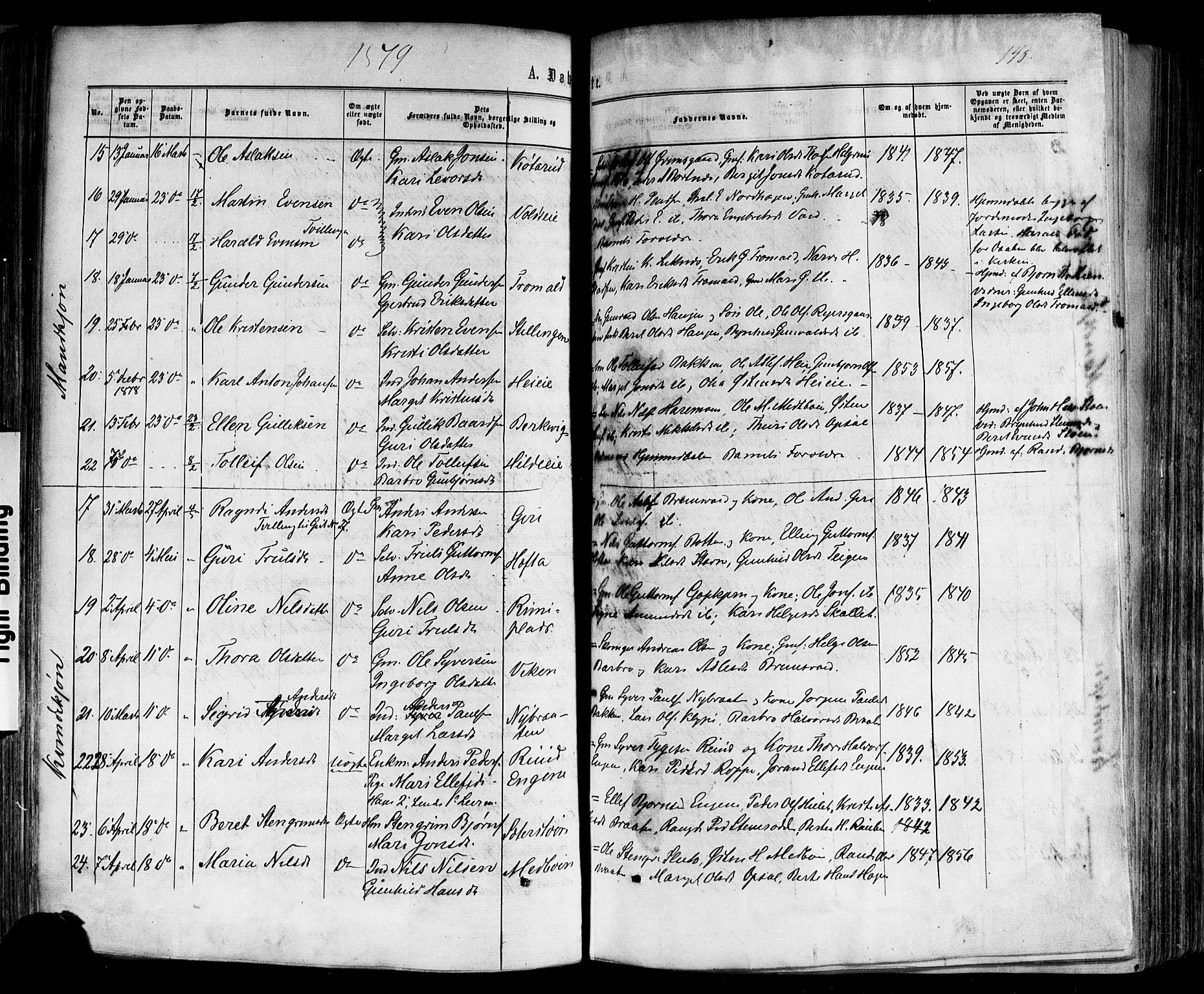 Nes kirkebøker, SAKO/A-236/F/Fa/L0010: Parish register (official) no. 10, 1864-1880, p. 140