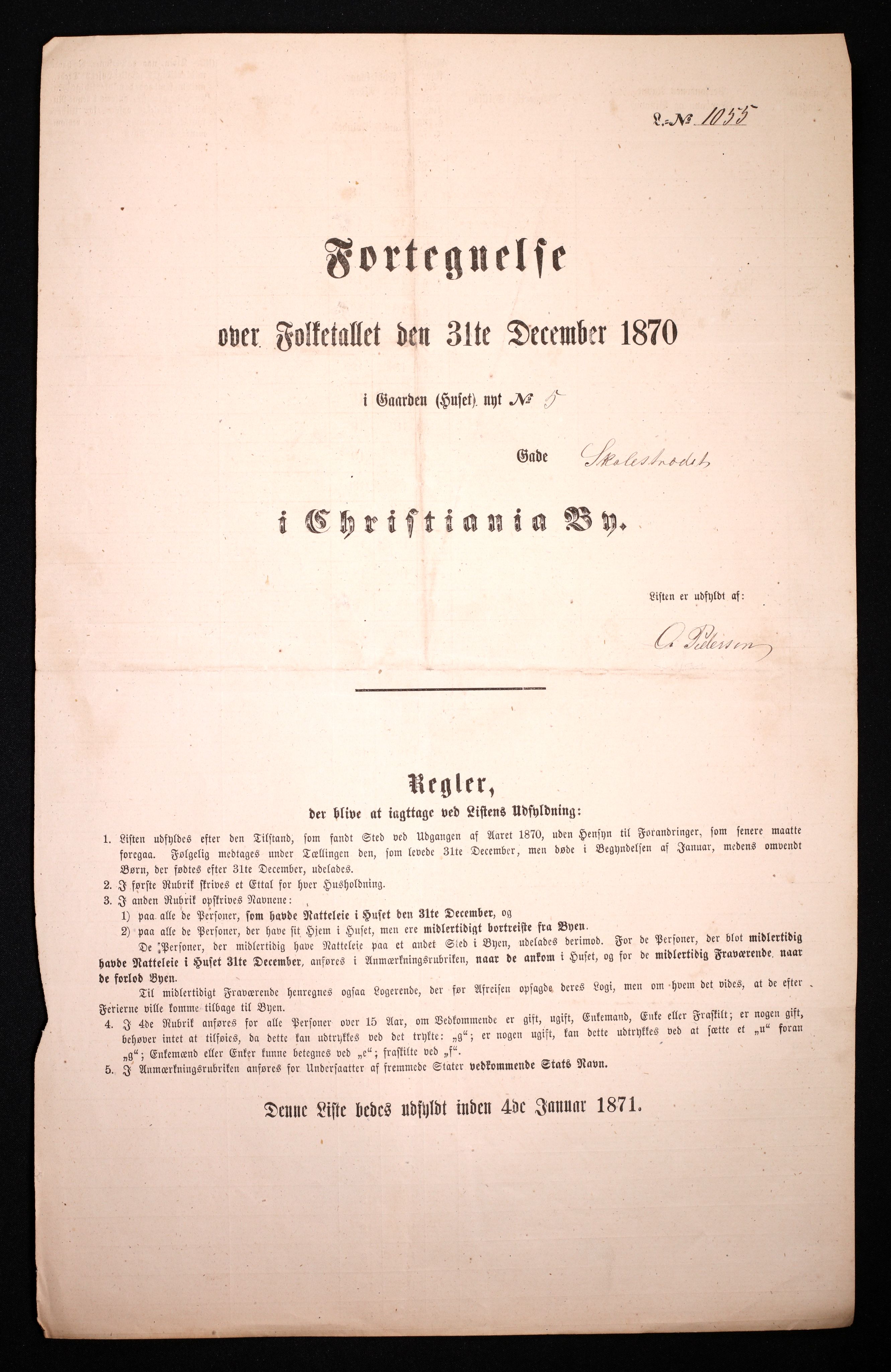 RA, 1870 census for 0301 Kristiania, 1870, p. 3447