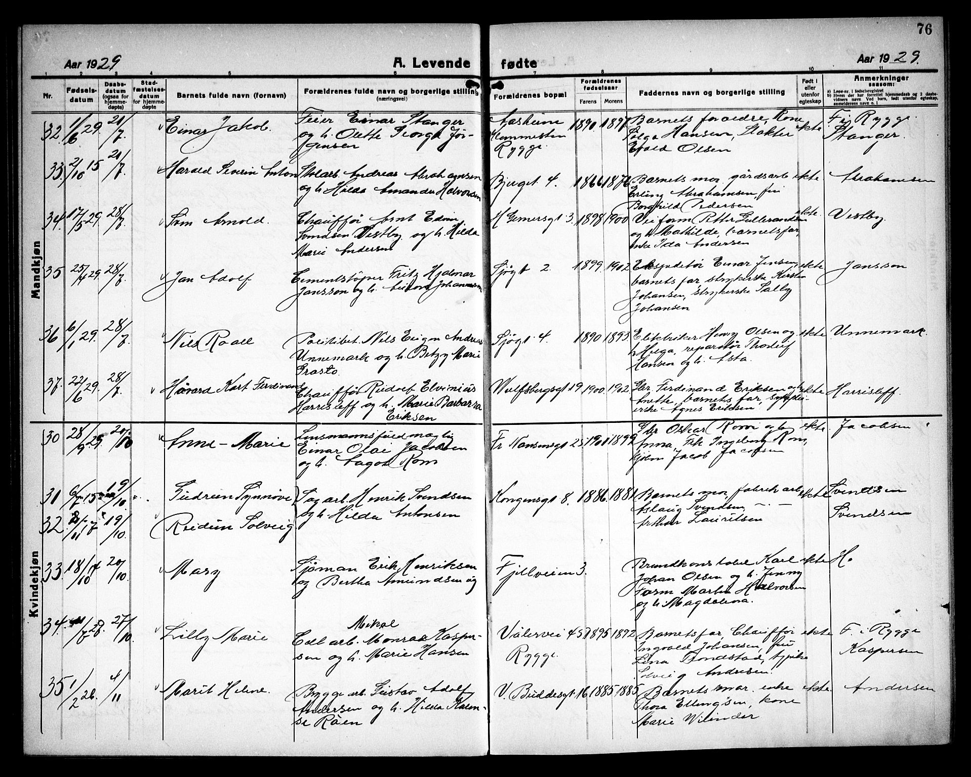 Moss prestekontor Kirkebøker, AV/SAO-A-2003/G/Ga/L0009: Parish register (copy) no. I 9, 1924-1937, p. 76
