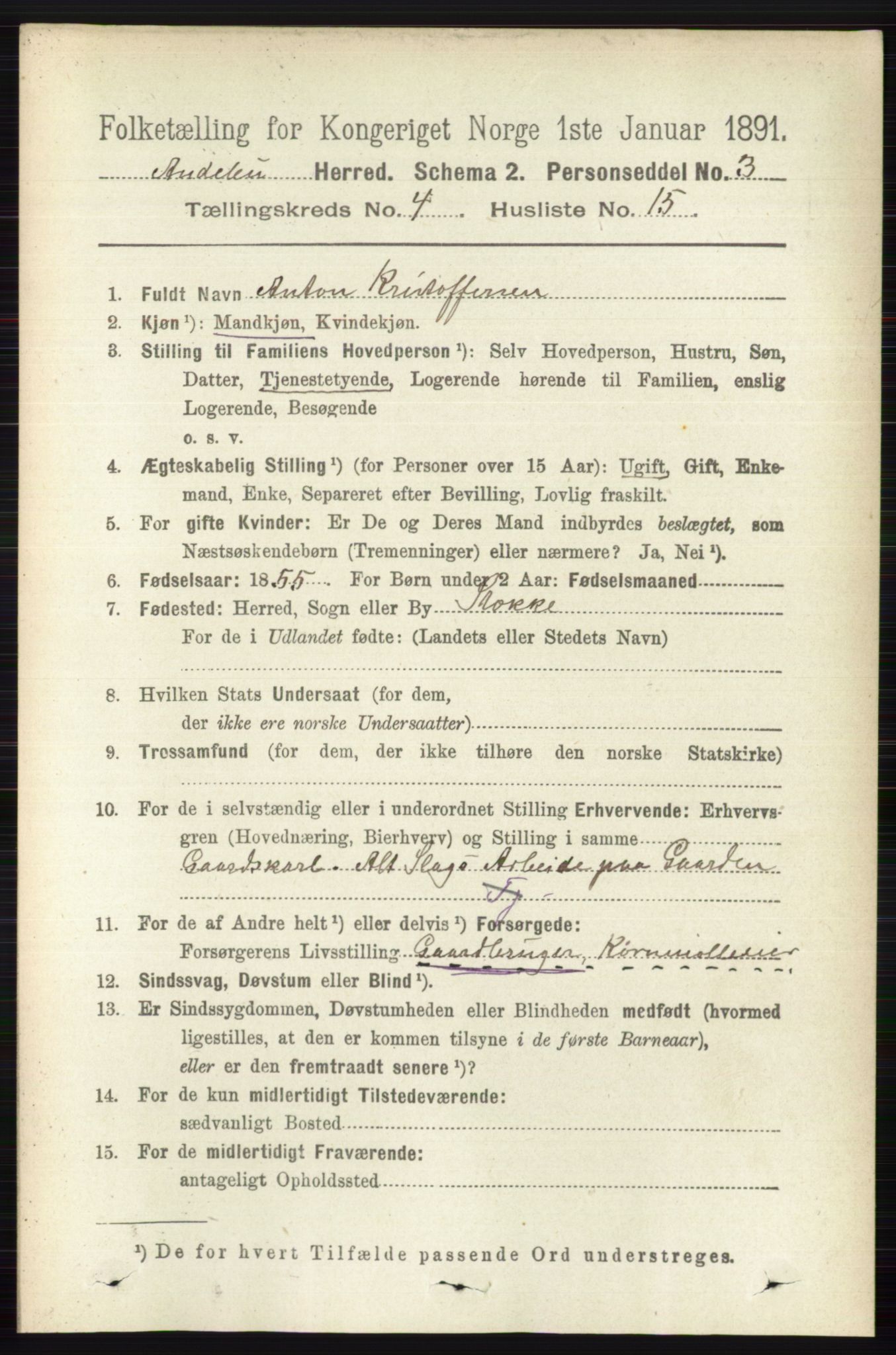 RA, 1891 census for 0719 Andebu, 1891, p. 2125