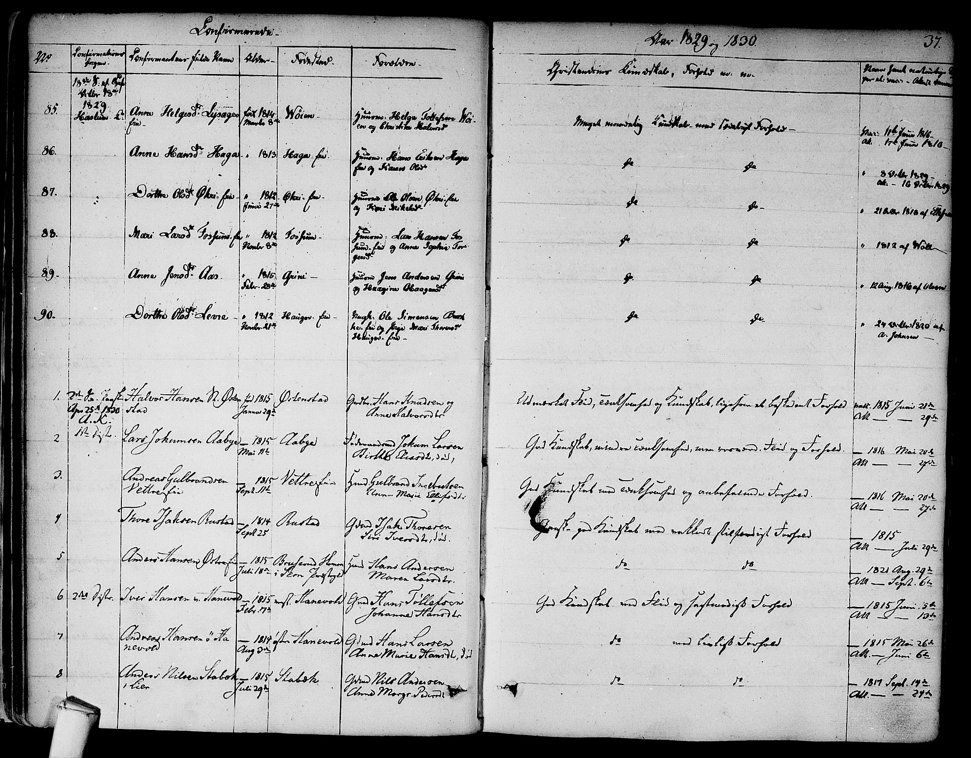Asker prestekontor Kirkebøker, SAO/A-10256a/F/Fa/L0009: Parish register (official) no. I 9, 1825-1878, p. 37