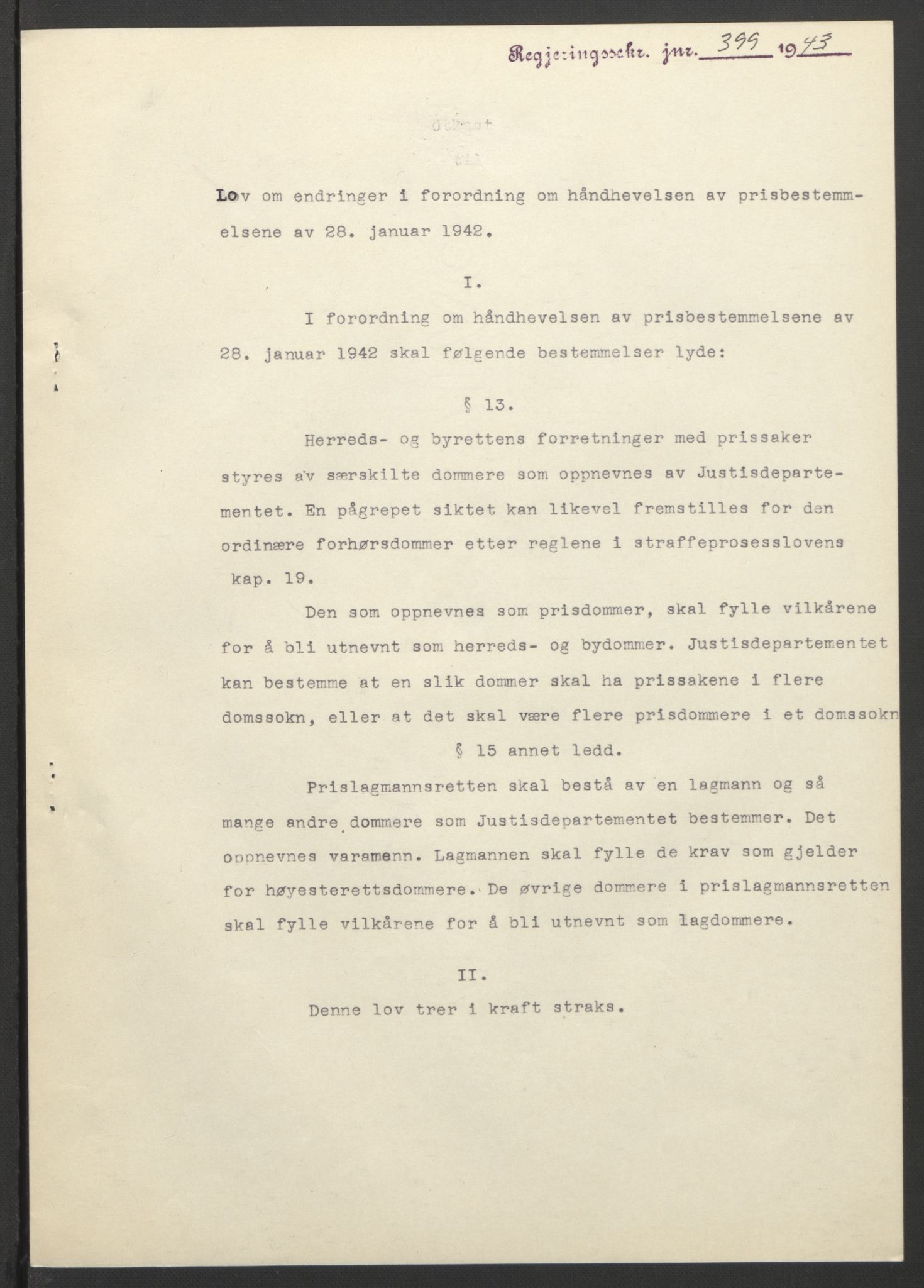 NS-administrasjonen 1940-1945 (Statsrådsekretariatet, de kommisariske statsråder mm), RA/S-4279/D/Db/L0099: Lover, 1943, p. 755
