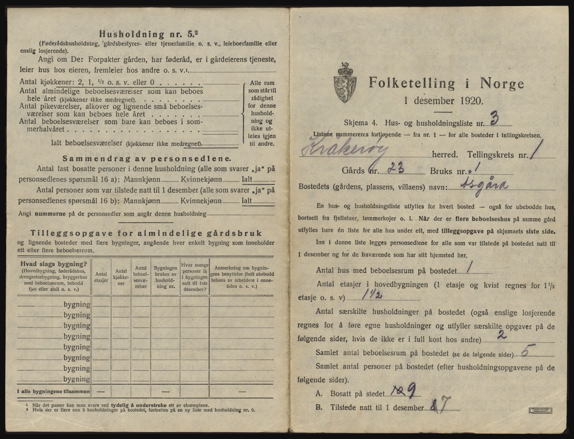 SAO, 1920 census for Kråkerøy, 1920, p. 36