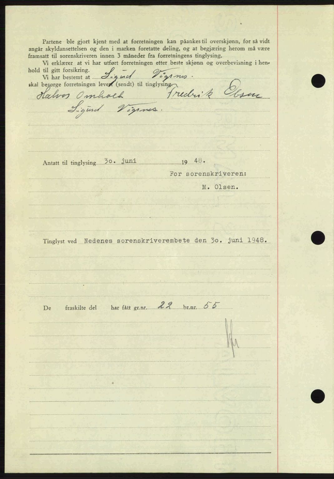 Nedenes sorenskriveri, AV/SAK-1221-0006/G/Gb/Gba/L0059: Mortgage book no. A11, 1948-1948, Diary no: : 967/1948
