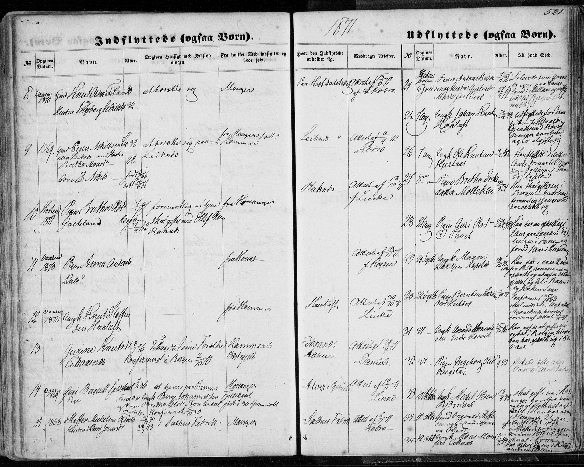 Hamre sokneprestembete, SAB/A-75501/H/Ha/Haa/Haaa/L0014: Parish register (official) no. A 14, 1858-1872, p. 521