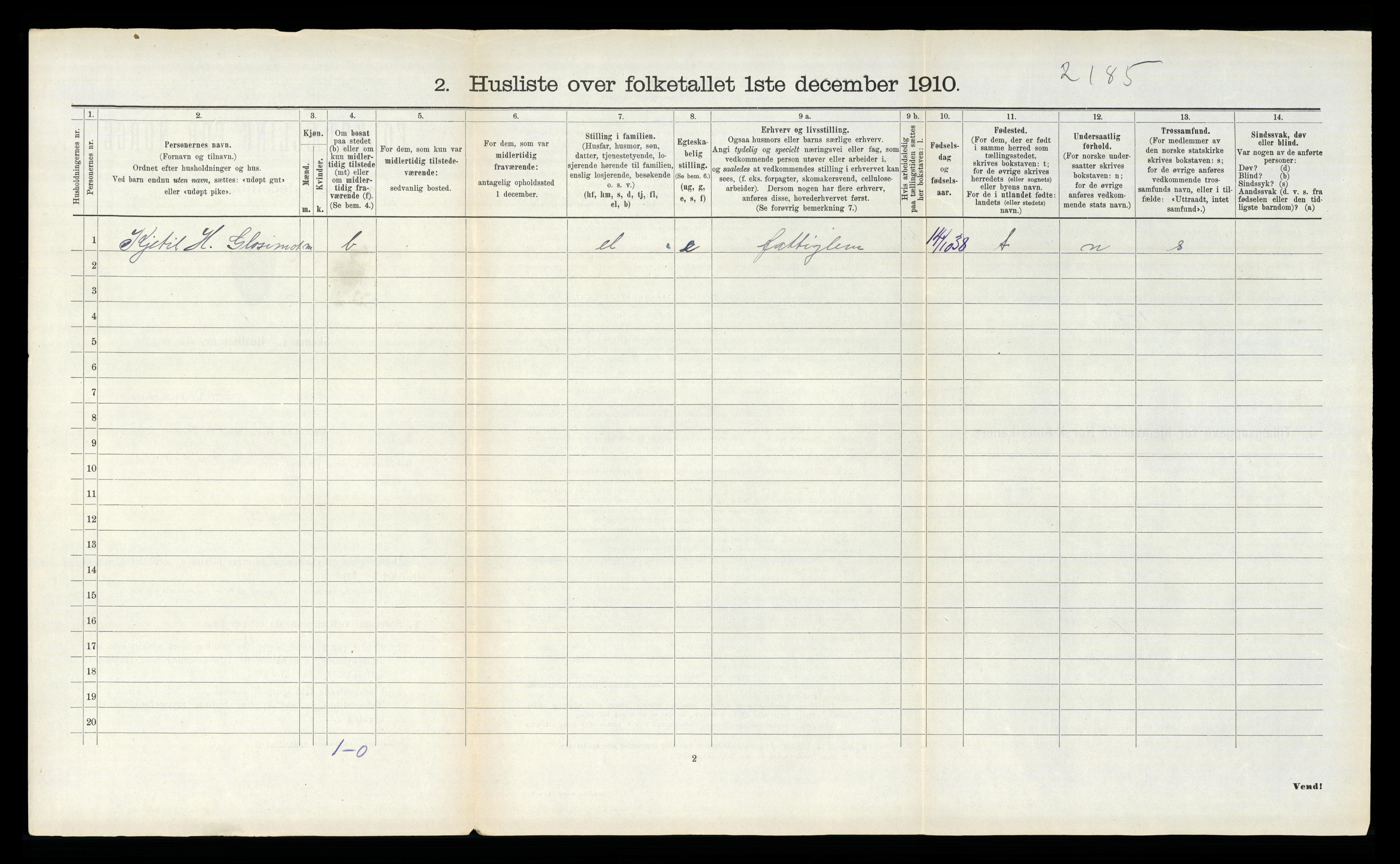 RA, 1910 census for Vinje, 1910, p. 83