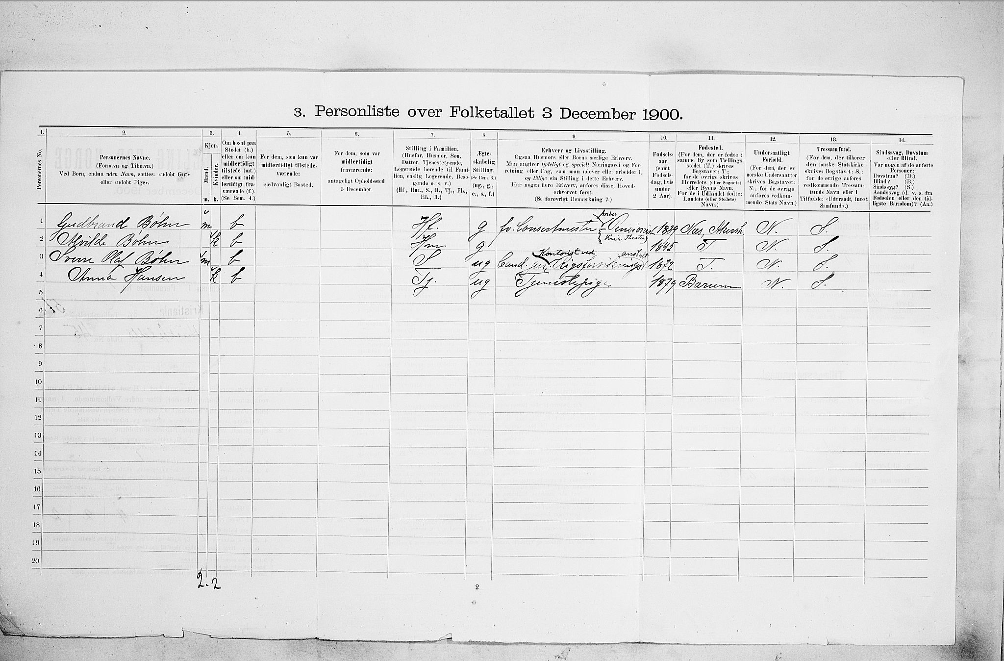 SAO, 1900 census for Kristiania, 1900, p. 39695