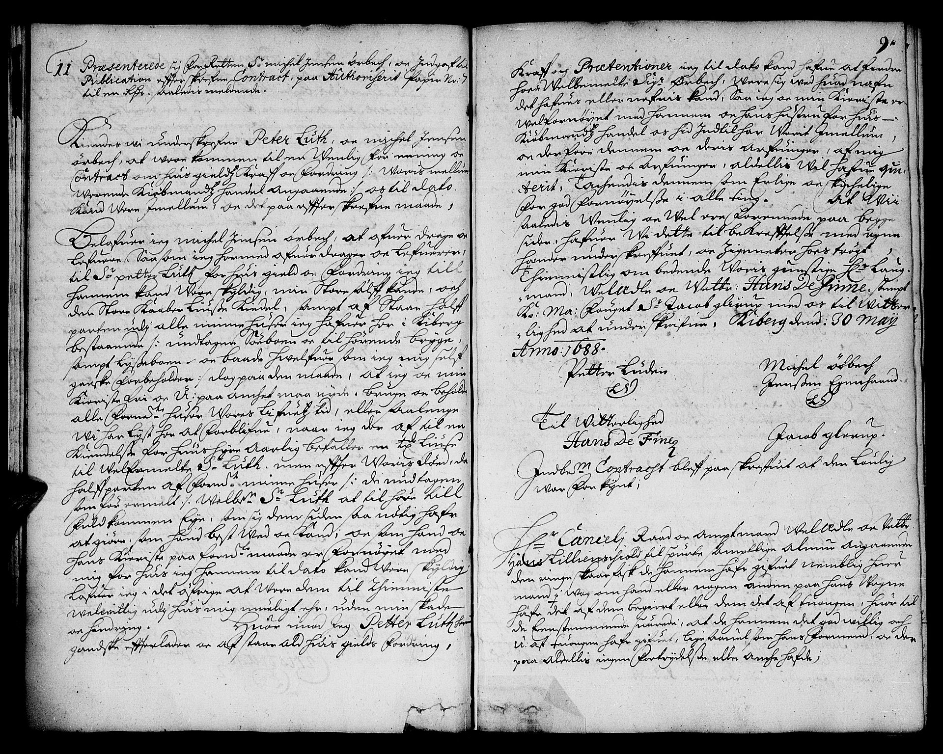 Finnmark sorenskriveri, AV/SATØ-S-0053/F/Fa/L0022: Justisprotokoller, 1688, p. 8b-9a