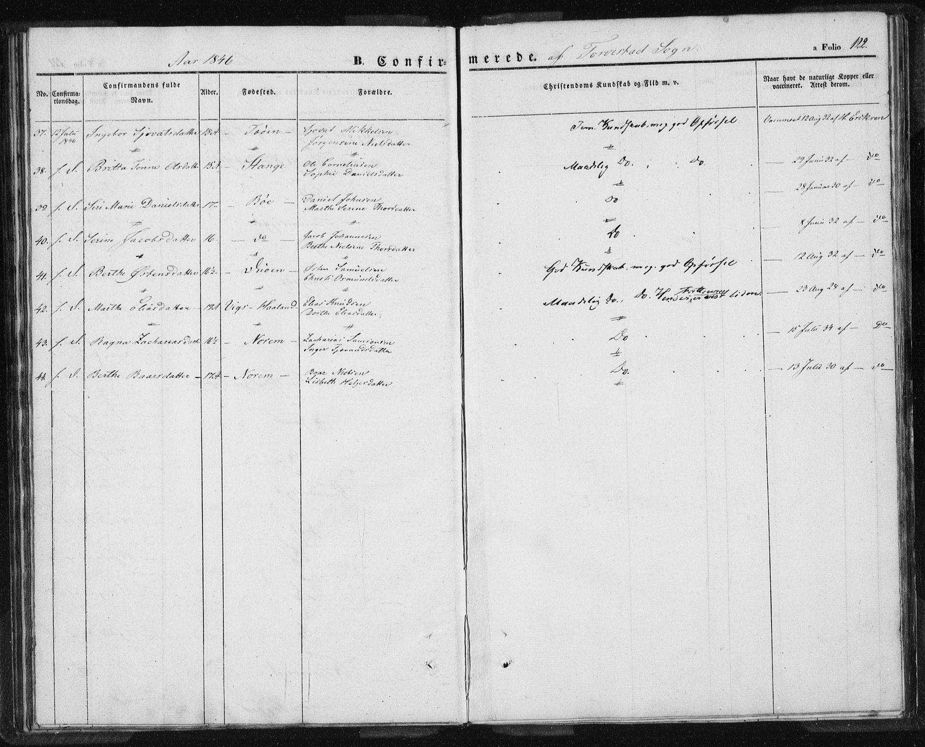 Torvastad sokneprestkontor, AV/SAST-A -101857/H/Ha/Haa/L0005: Parish register (official) no. A 5, 1836-1847, p. 122