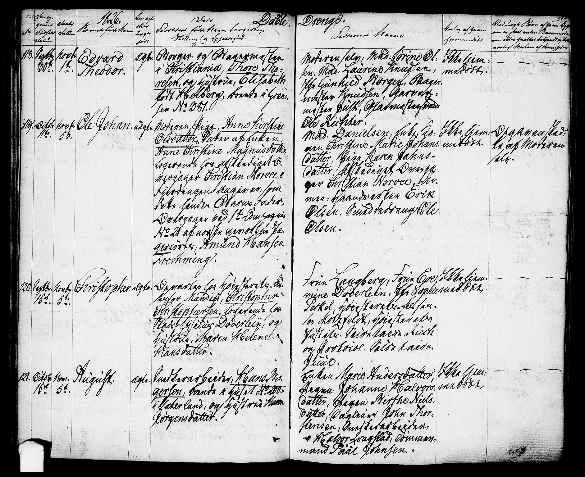 Oslo domkirke Kirkebøker, SAO/A-10752/F/Fa/L0010: Parish register (official) no. 10, 1824-1830, p. 228-229