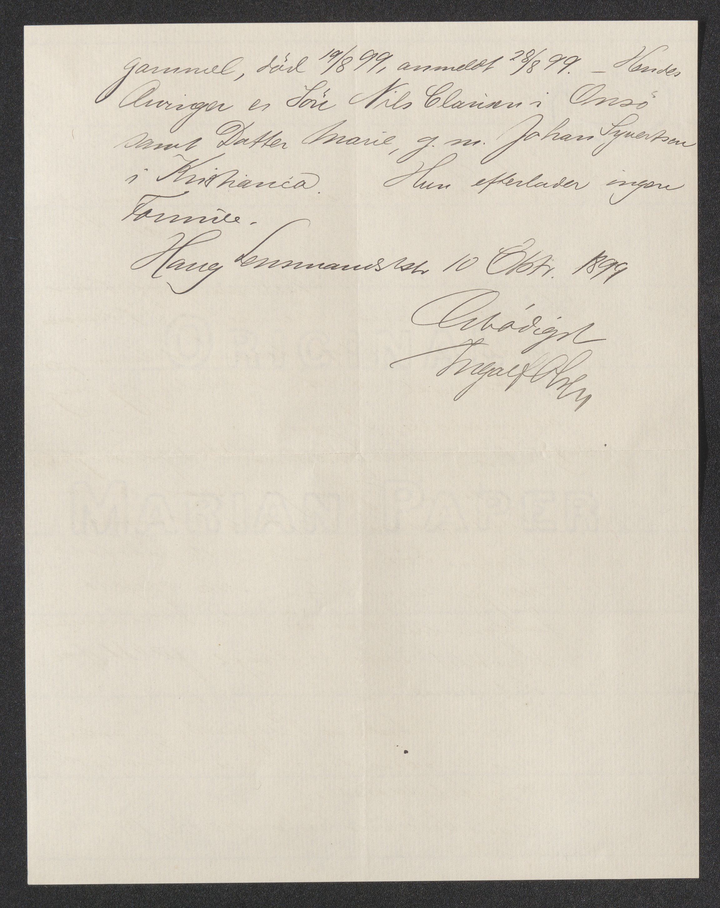 Eiker, Modum og Sigdal sorenskriveri, AV/SAKO-A-123/H/Ha/Hab/L0026: Dødsfallsmeldinger, 1899, p. 41