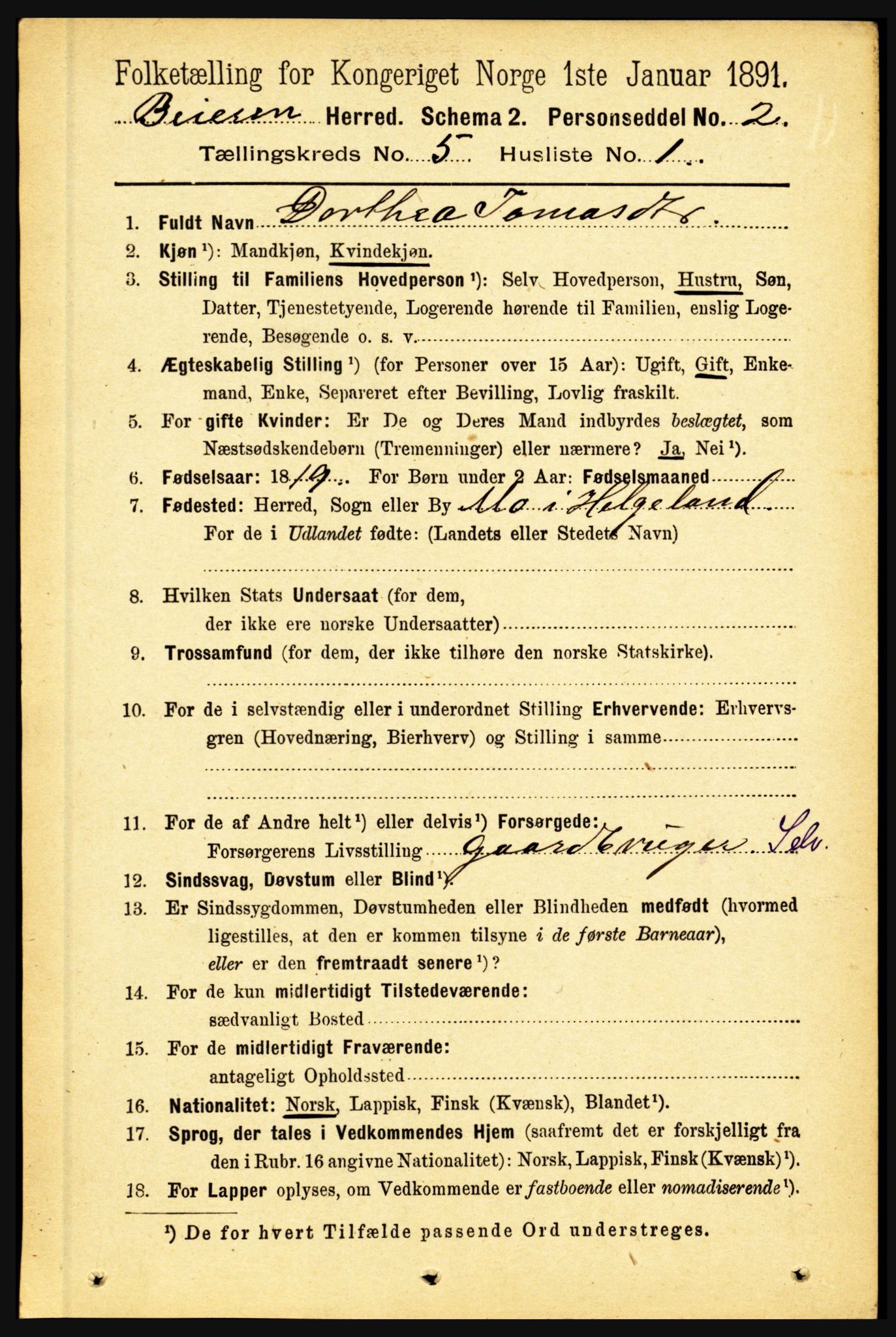 RA, 1891 census for 1839 Beiarn, 1891, p. 1732