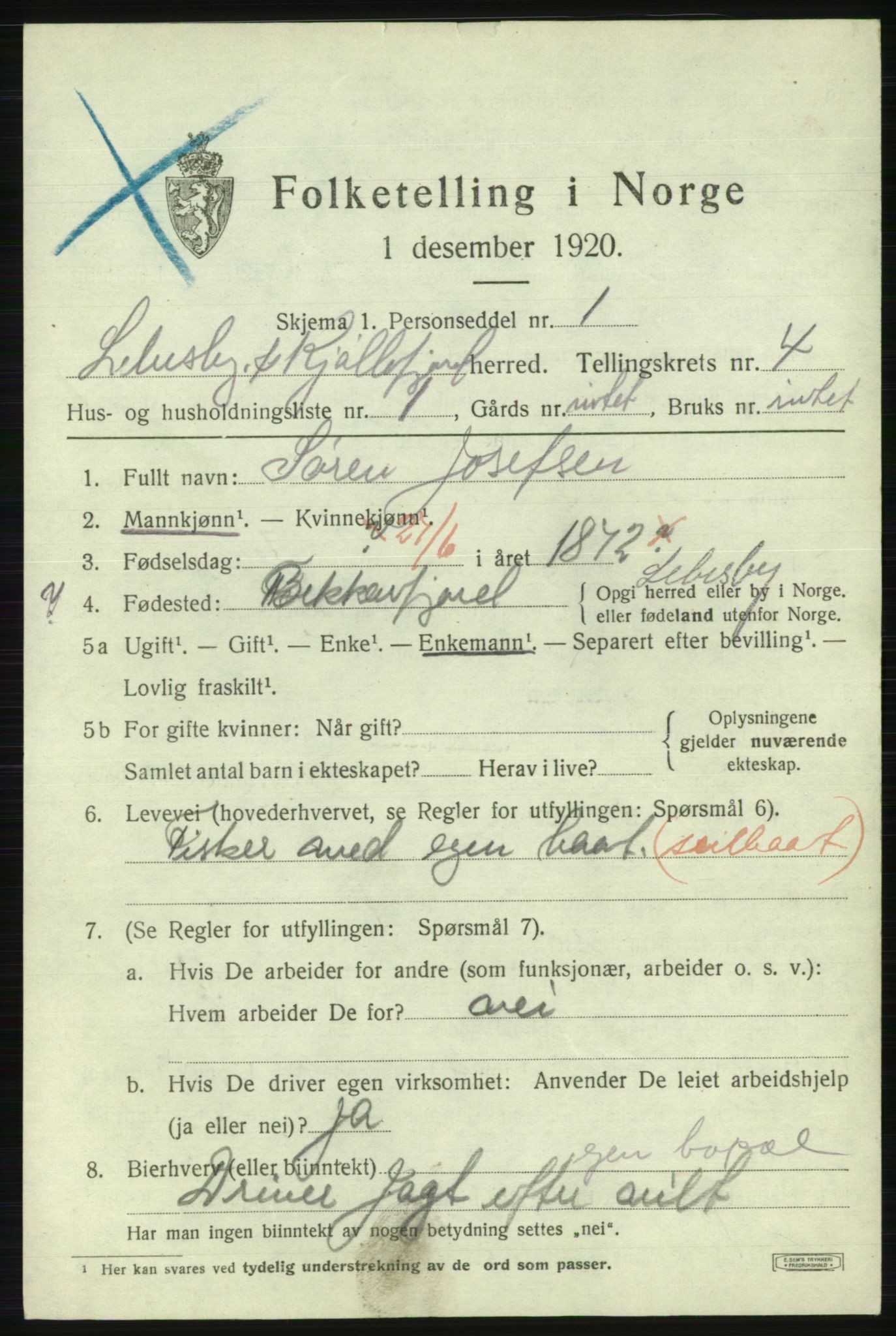 SATØ, 1920 census for Lebesby, 1920, p. 1629