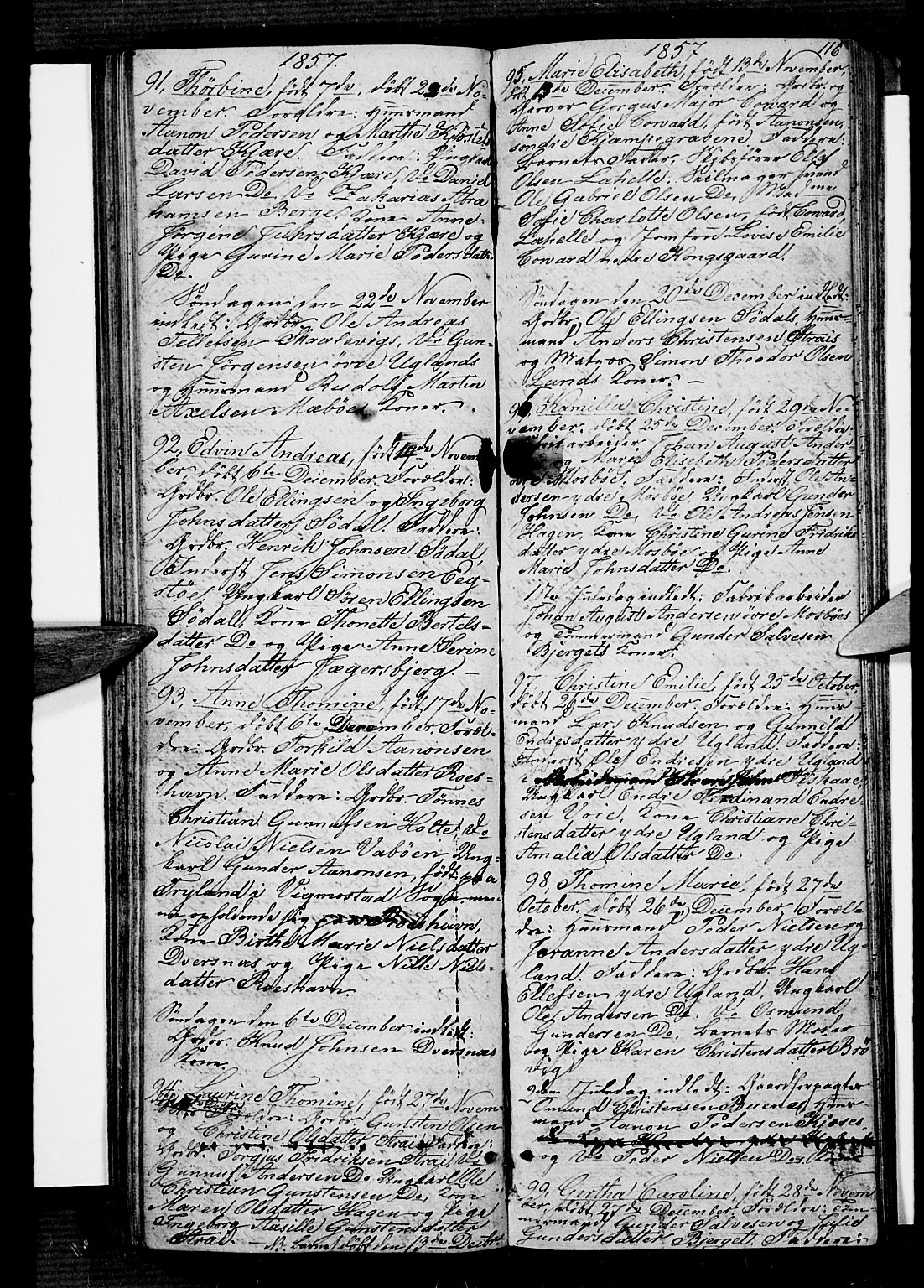 Oddernes sokneprestkontor, AV/SAK-1111-0033/F/Fb/Fba/L0005: Parish register (copy) no. B 5, 1846-1859, p. 116