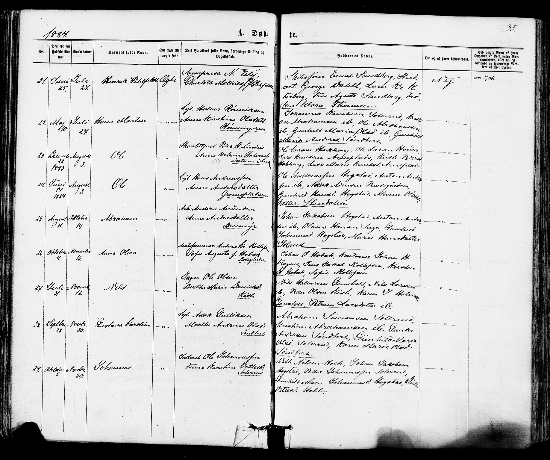 Siljan kirkebøker, AV/SAKO-A-300/F/Fa/L0002: Parish register (official) no. 2, 1870-1895, p. 35