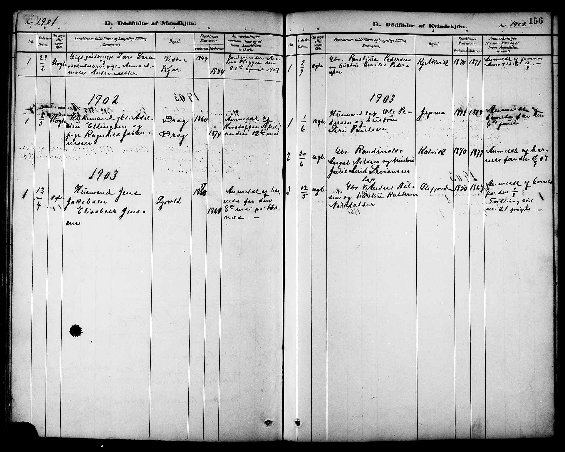 Ministerialprotokoller, klokkerbøker og fødselsregistre - Nordland, AV/SAT-A-1459/861/L0869: Parish register (official) no. 861A04, 1889-1903, p. 156