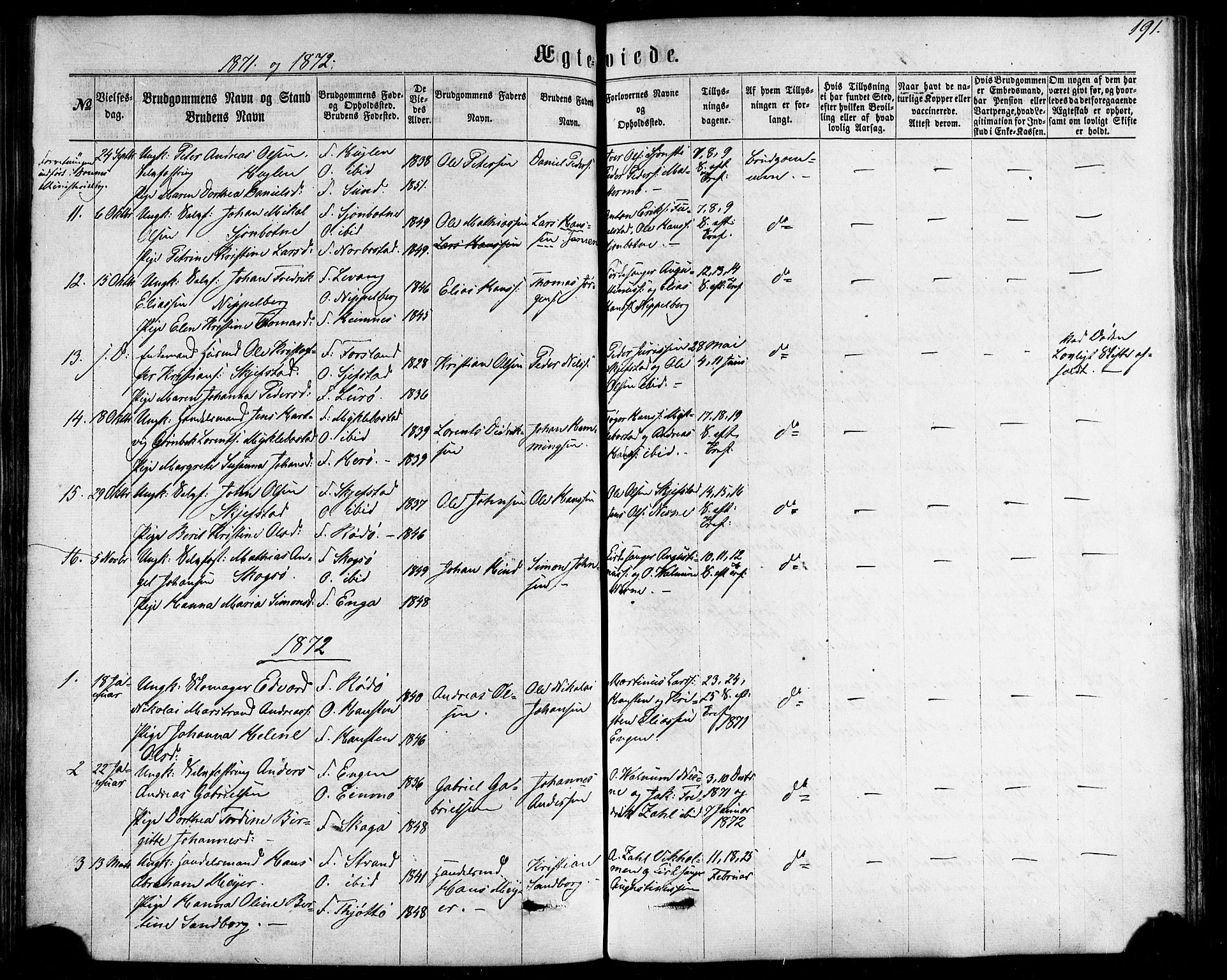 Ministerialprotokoller, klokkerbøker og fødselsregistre - Nordland, AV/SAT-A-1459/838/L0551: Parish register (official) no. 838A09, 1864-1880, p. 191