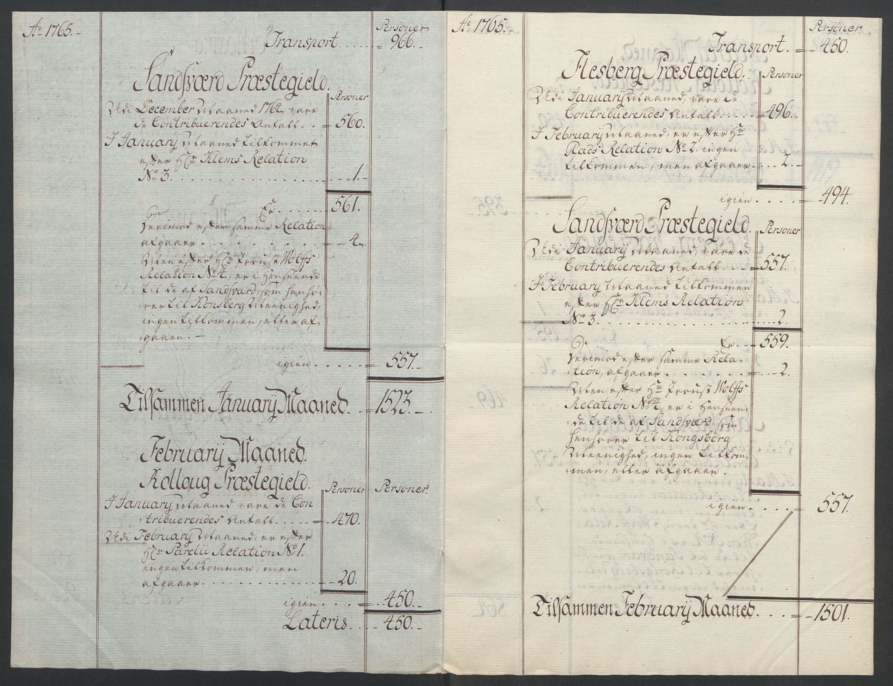 Rentekammeret inntil 1814, Reviderte regnskaper, Fogderegnskap, RA/EA-4092/R24/L1672: Ekstraskatten Numedal og Sandsvær, 1762-1767, p. 265