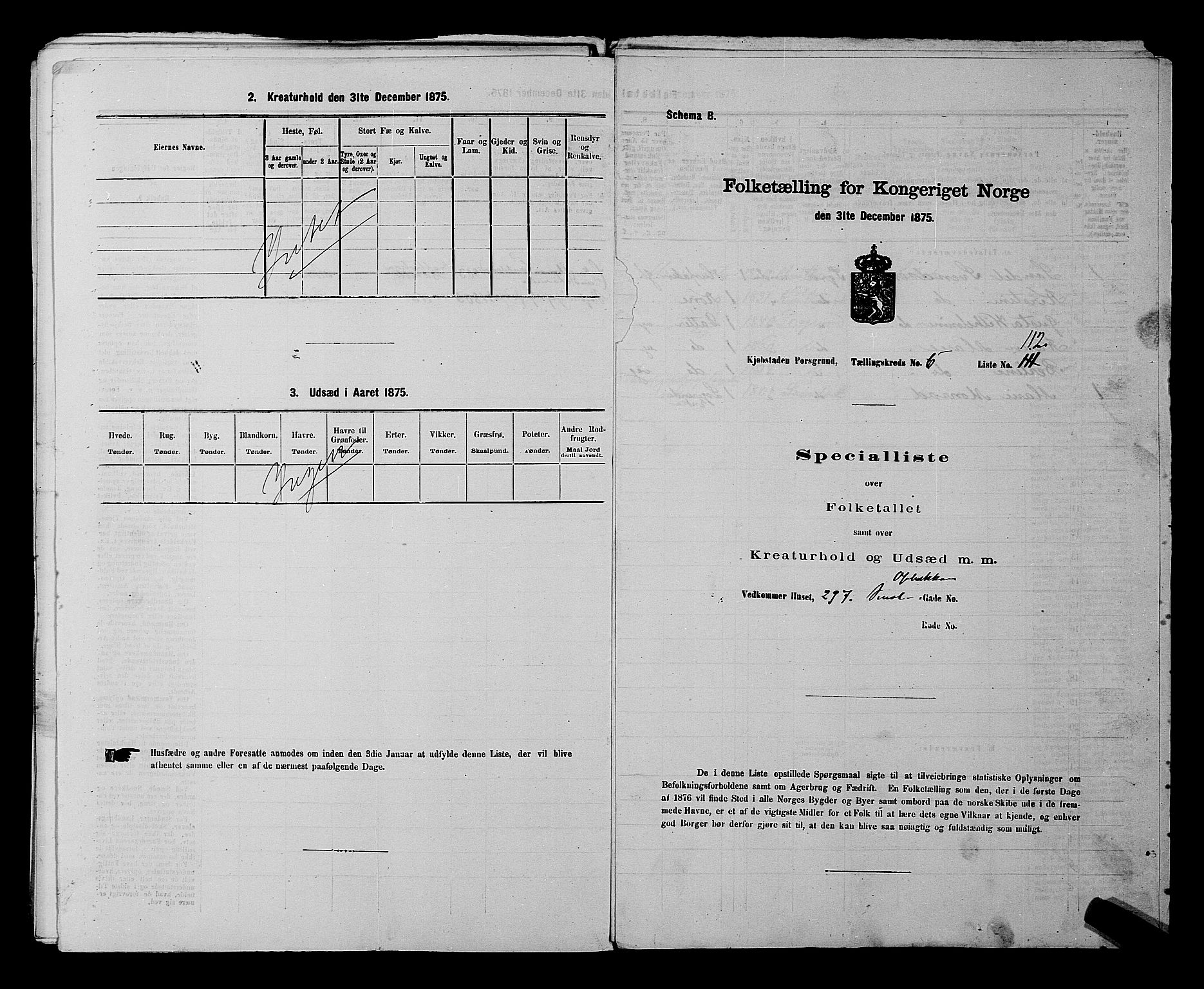 SAKO, 1875 census for 0805P Porsgrunn, 1875, p. 271