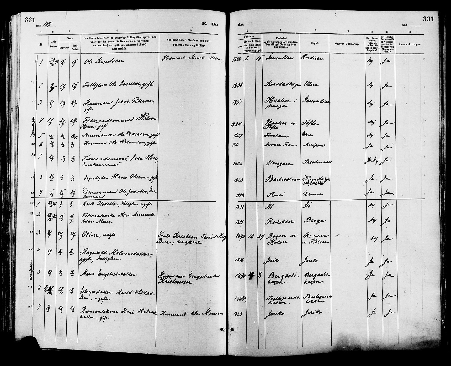 Sør-Fron prestekontor, SAH/PREST-010/H/Ha/Haa/L0003: Parish register (official) no. 3, 1881-1897, p. 331
