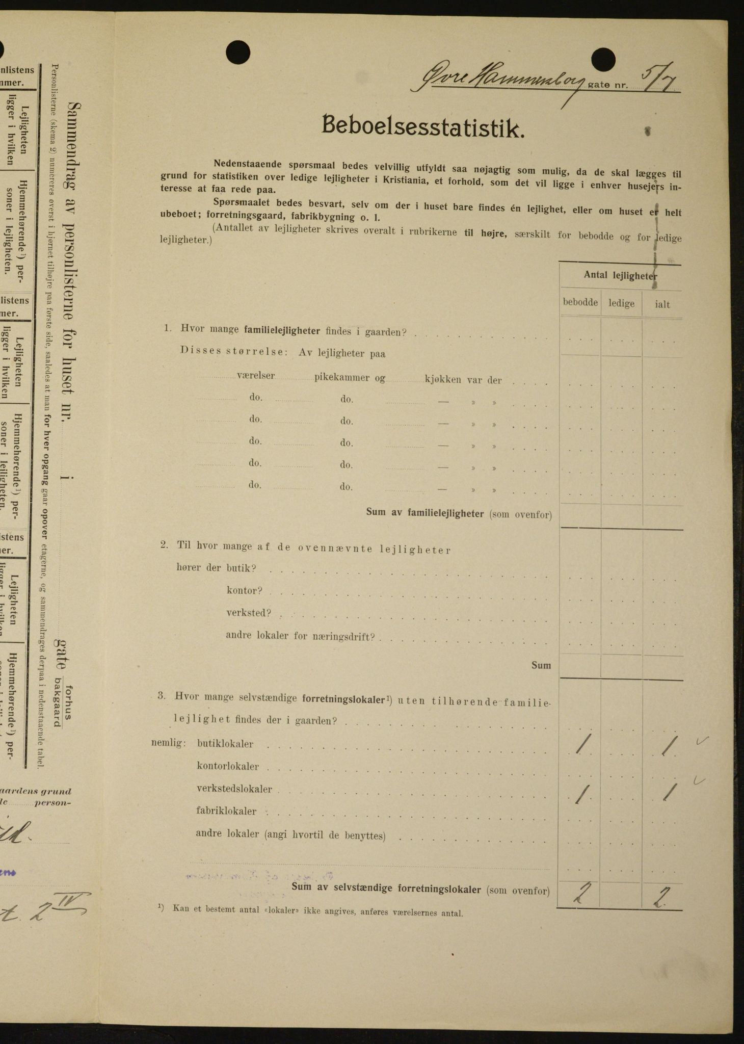 OBA, Municipal Census 1909 for Kristiania, 1909, p. 117839