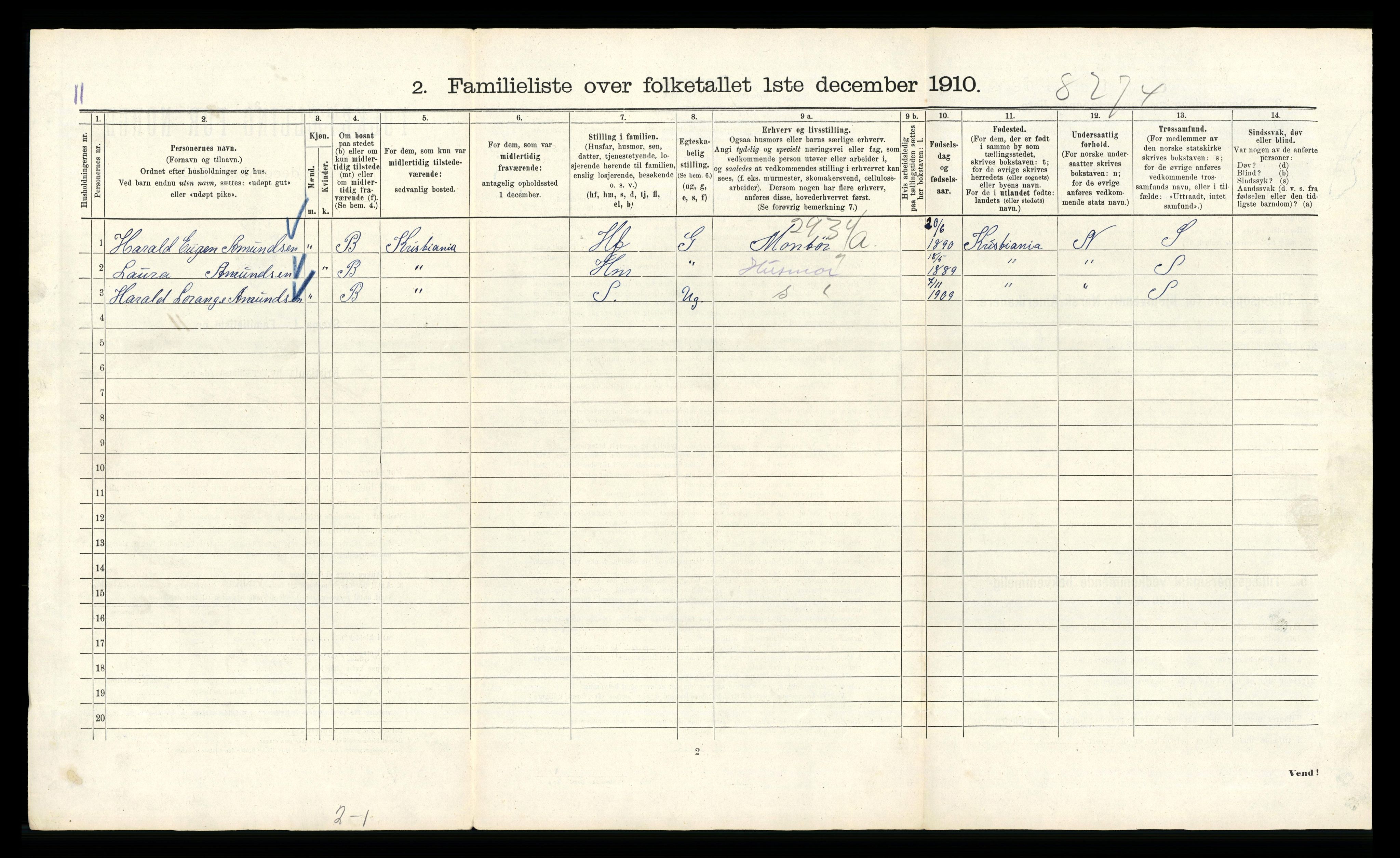 RA, 1910 census for Kristiania, 1910, p. 80760