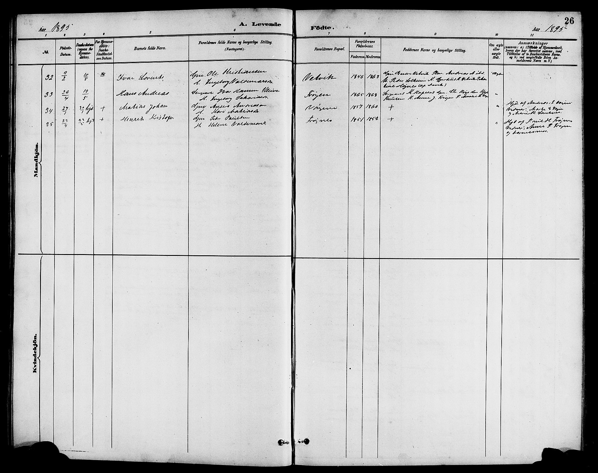Bremanger sokneprestembete, SAB/A-82201/H/Hab/Haba/L0003: Parish register (copy) no. A 3, 1890-1908, p. 26