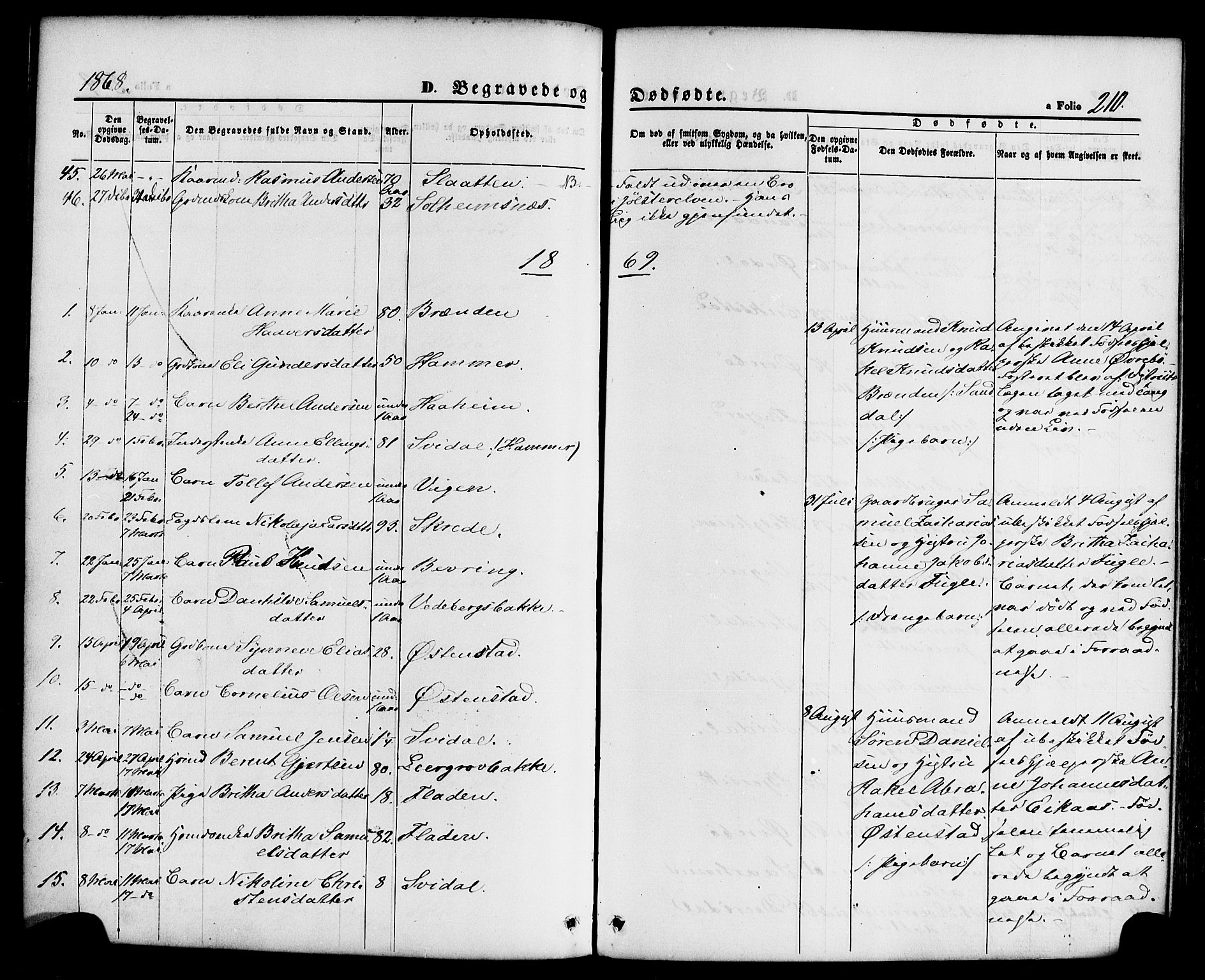 Jølster sokneprestembete, SAB/A-80701/H/Haa/Haaa/L0011: Parish register (official) no. A 11, 1866-1881, p. 210