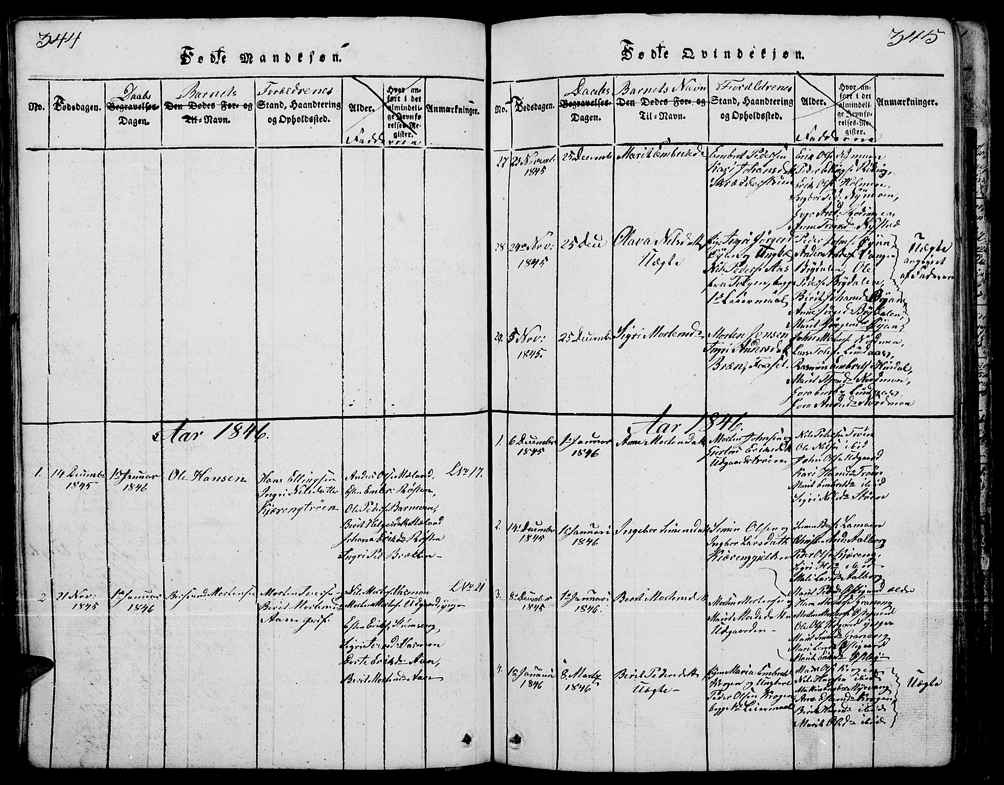 Tynset prestekontor, AV/SAH-PREST-058/H/Ha/Hab/L0001: Parish register (copy) no. 1, 1814-1859, p. 344-345