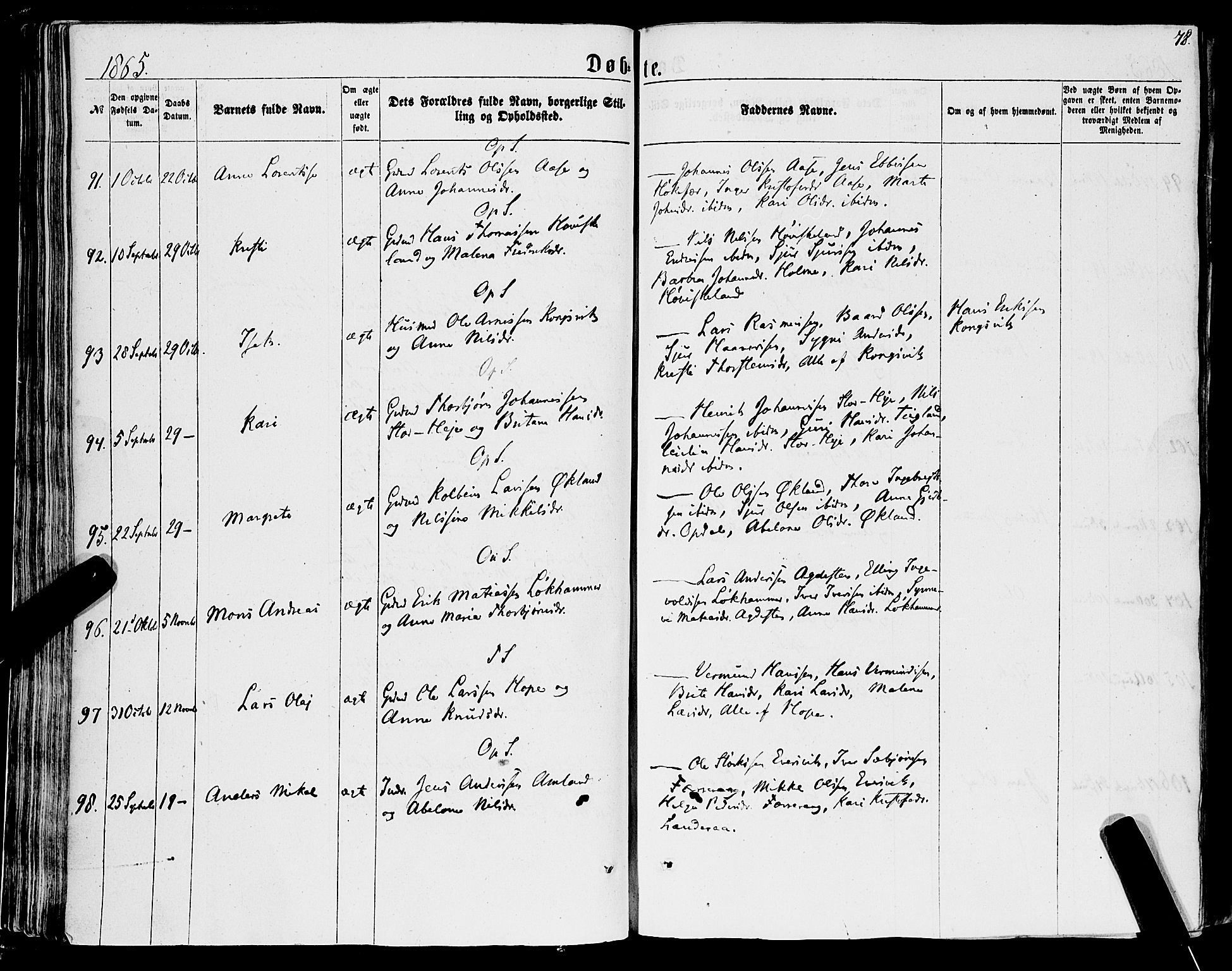 Tysnes sokneprestembete, AV/SAB-A-78601/H/Haa: Parish register (official) no. A 11, 1860-1871, p. 78