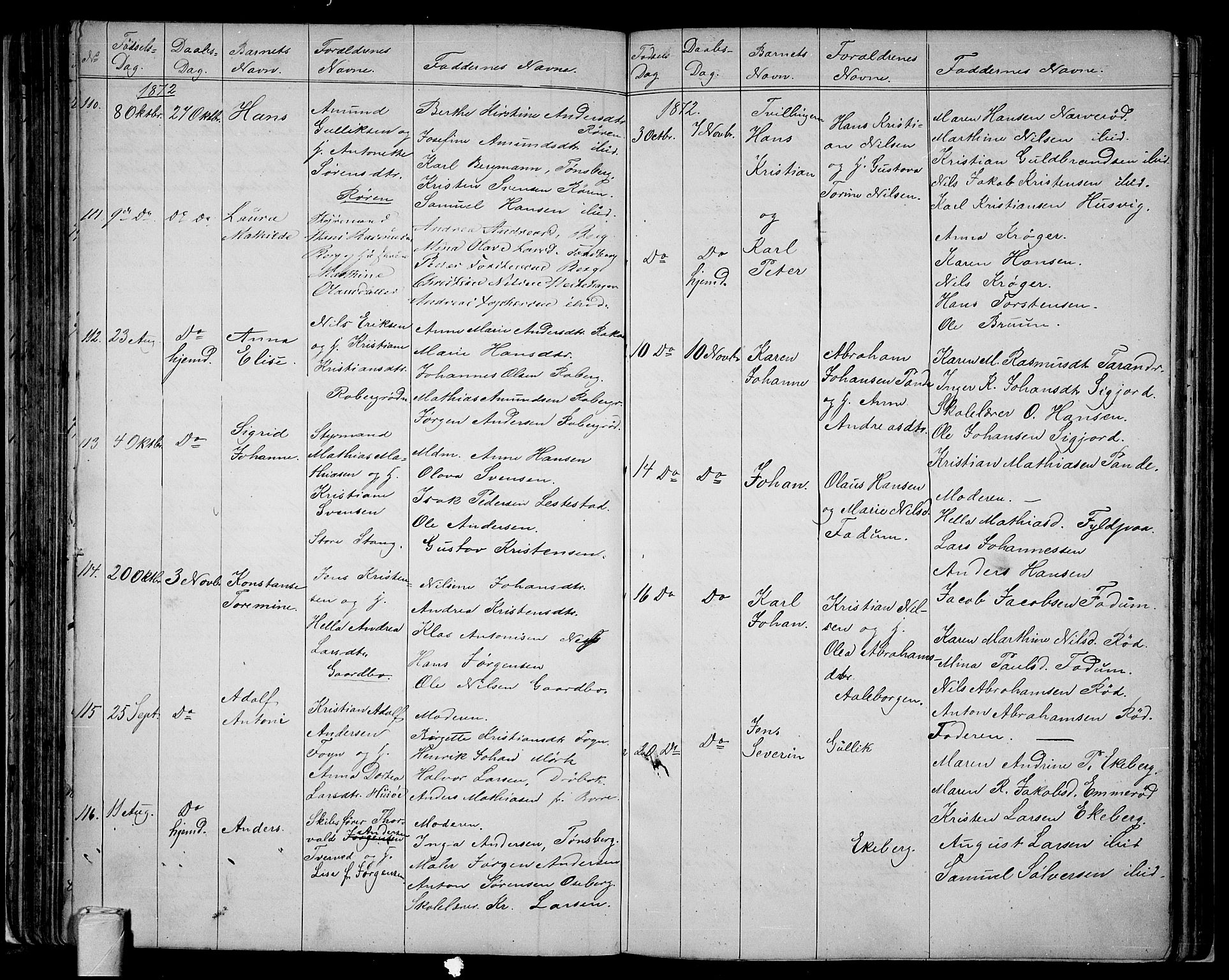 Sem kirkebøker, AV/SAKO-A-5/G/Ga/L0004: Parish register (copy) no. I 4, 1855-1877